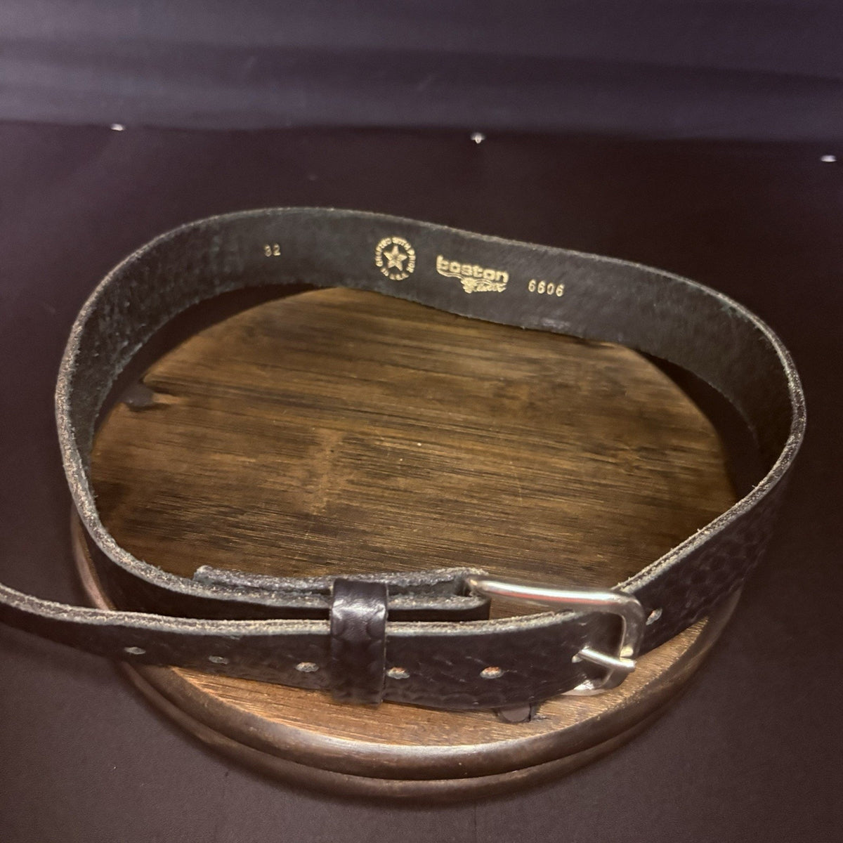 Boston Leather Off Duty Belt Size 32" Basketweave w/ Chrome Buckle Made in USA