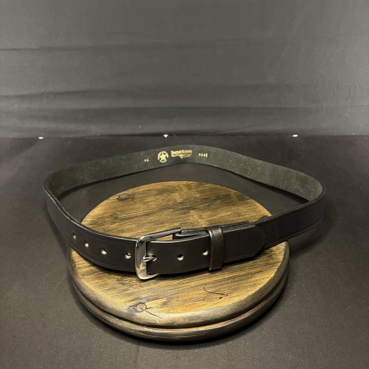 Boston Leather Off-Duty Belt Size 40" Plain Black 1.5” w/ Chrome Buckle USA Made