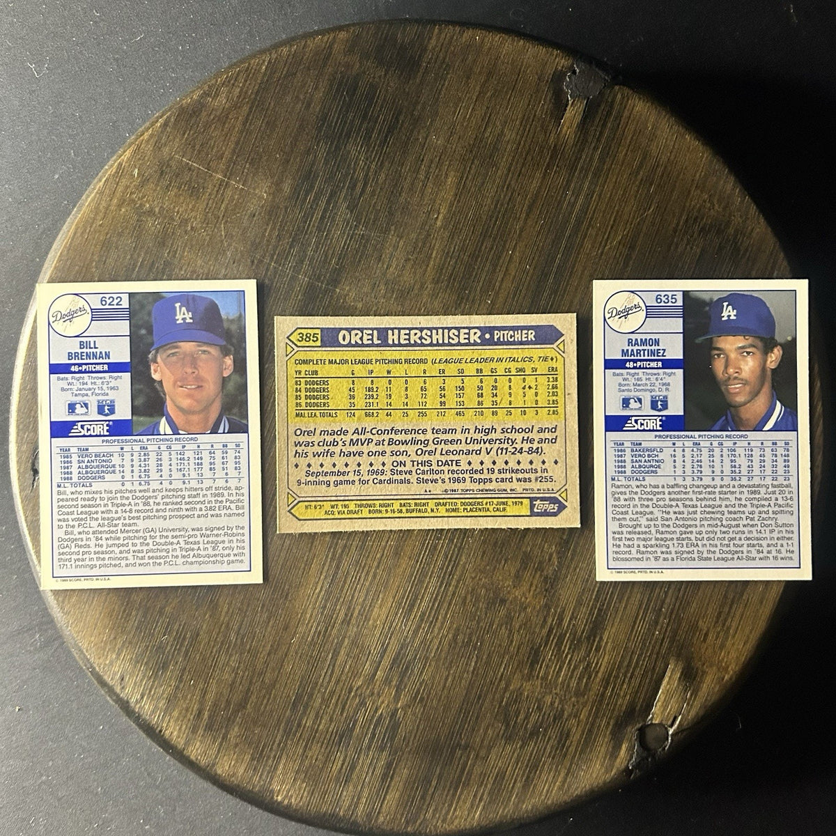 1989 (3) Dodgers Bill Brennan #622 RC & Orel Hershiser #385, Ramon Martinez