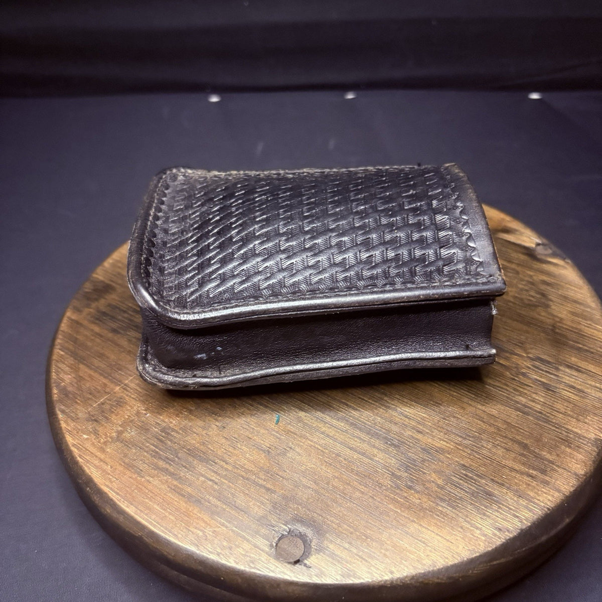 Ballard's Leather Co. Open Top Pouch w/Belt Loop Basket Weave 4"x 5"
