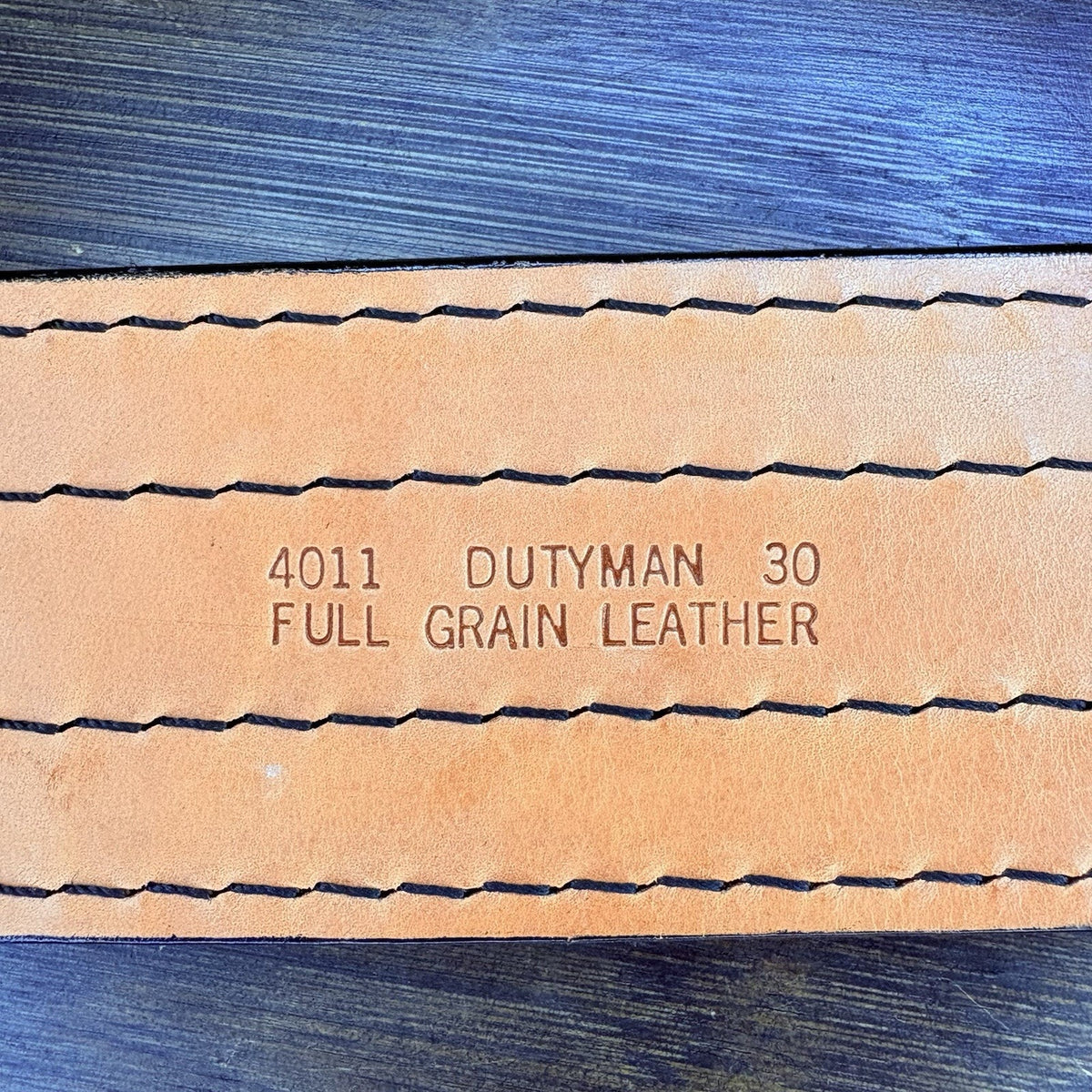 DutyMan Duty Belt Size 30” Black Plain Leather Chrome Buckle 4 Row Stitched 4011