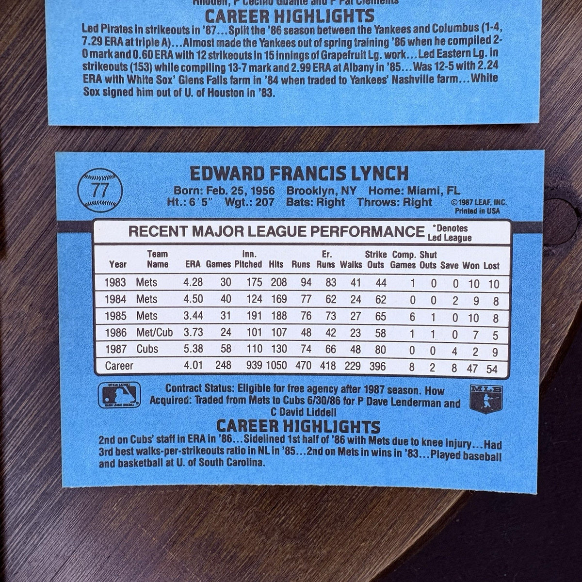 Donruss 1988 High Grade Cards #79, #77, #76, #75, #74 MLB Baseball (Lot 5)
