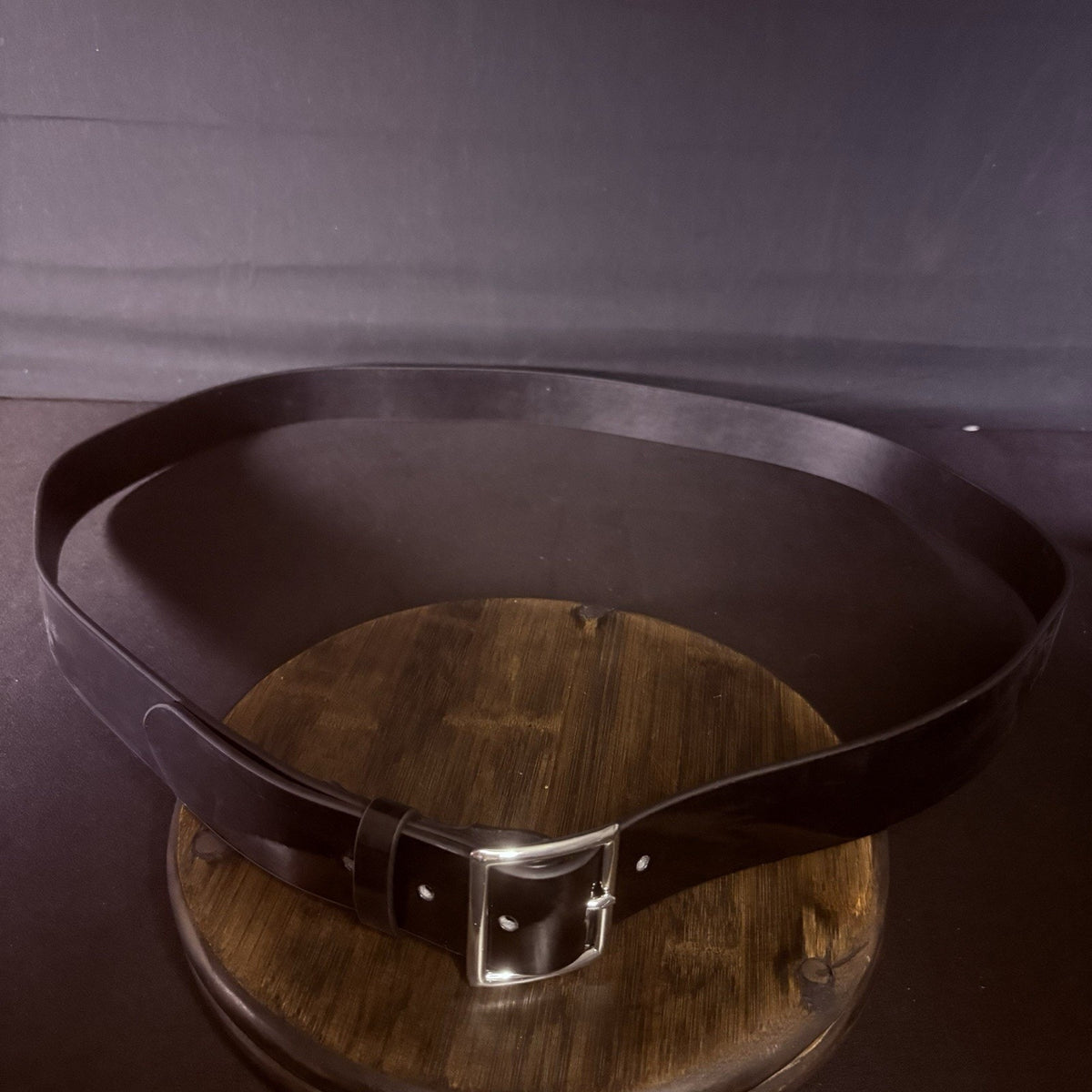 Galls Garrison Belt Size 58" USA Hi-Gloss Black Leather 1.5" Wide Nickel Buckle