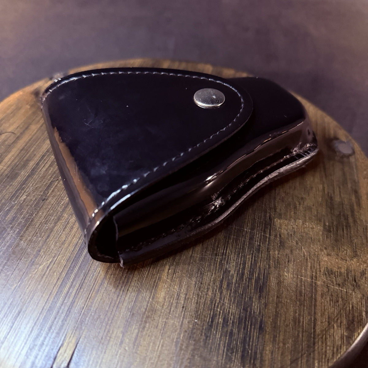 Gould & Goodrich Handuff Case Black High Gloss Leather Nickle Snap C303