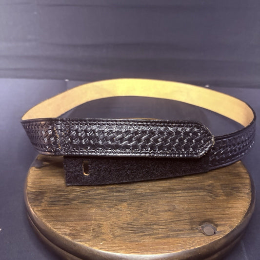 DutyMan Leather Duty Belt Size: 42" Buckle-less Black Basket Weave (1321) Belt