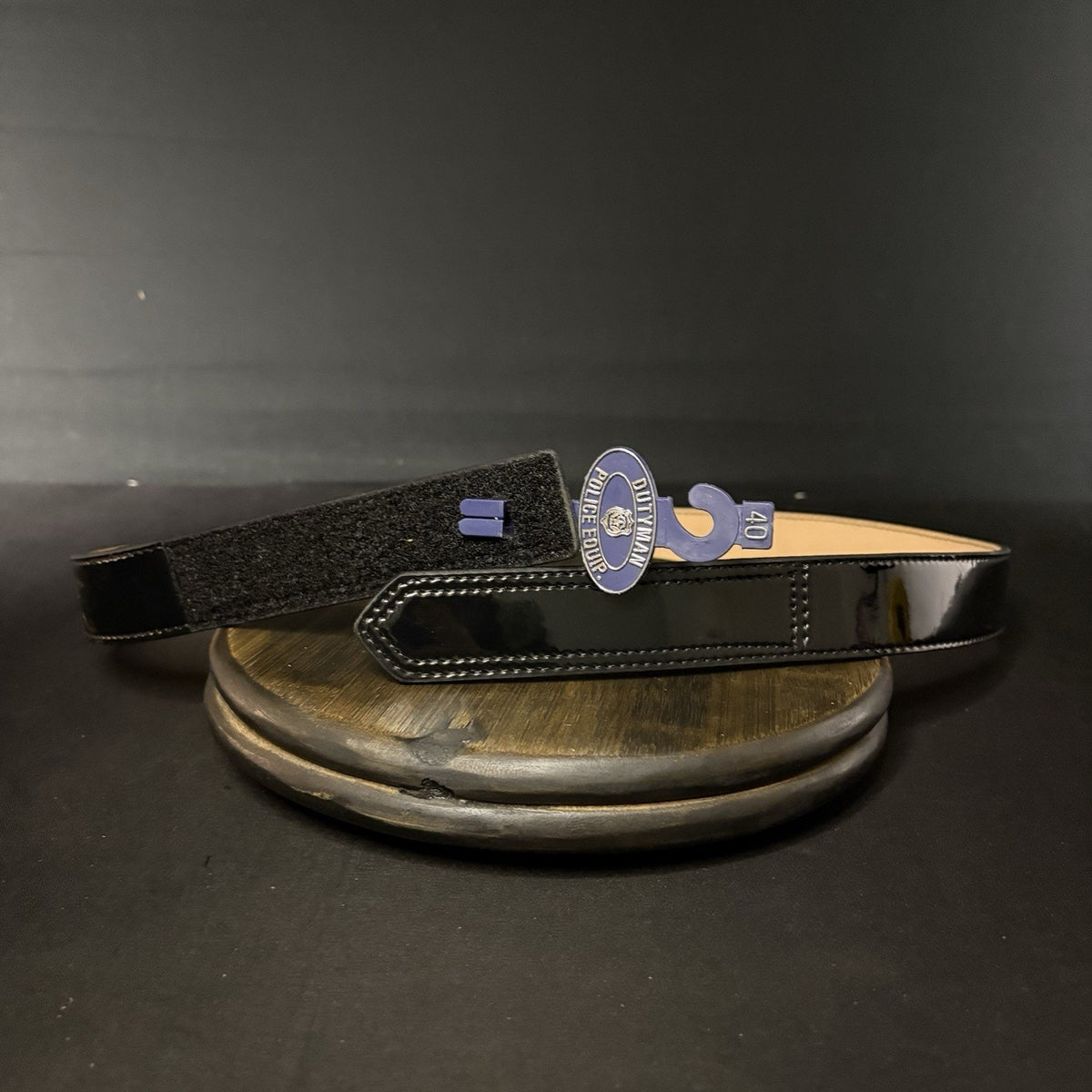 DutyMan Duty Belt Size 40" Plain Black Hi-Gloss Leather 1.5" Wide 1331