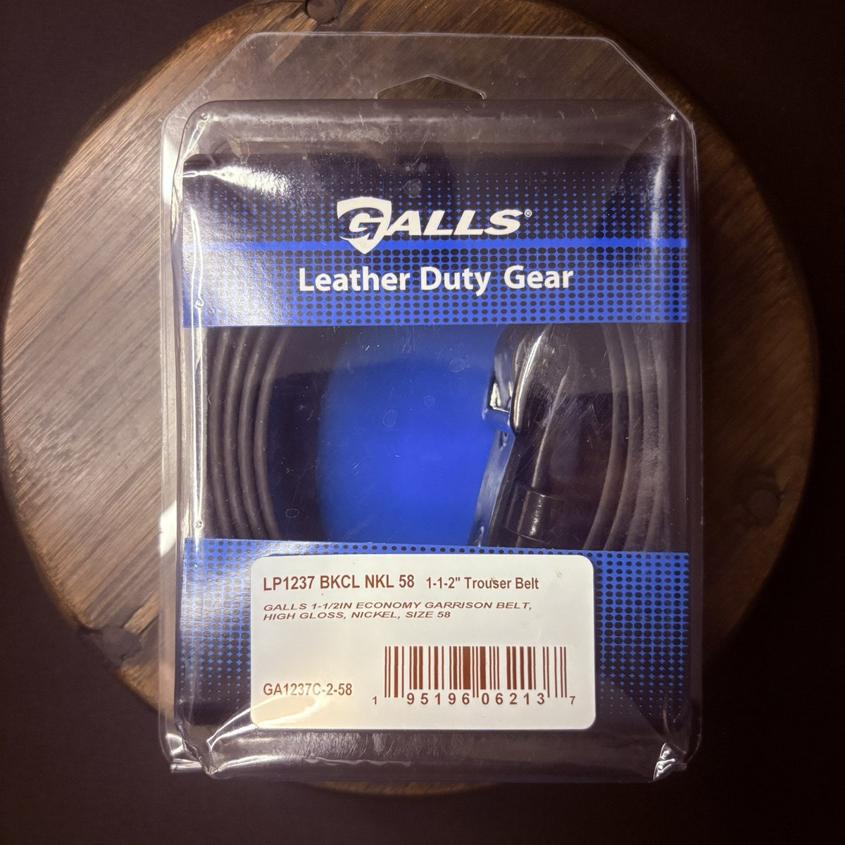 Galls Garrison Belt Size 58" USA Hi-Gloss Black Leather 1.5" Wide Nickel Buckle
