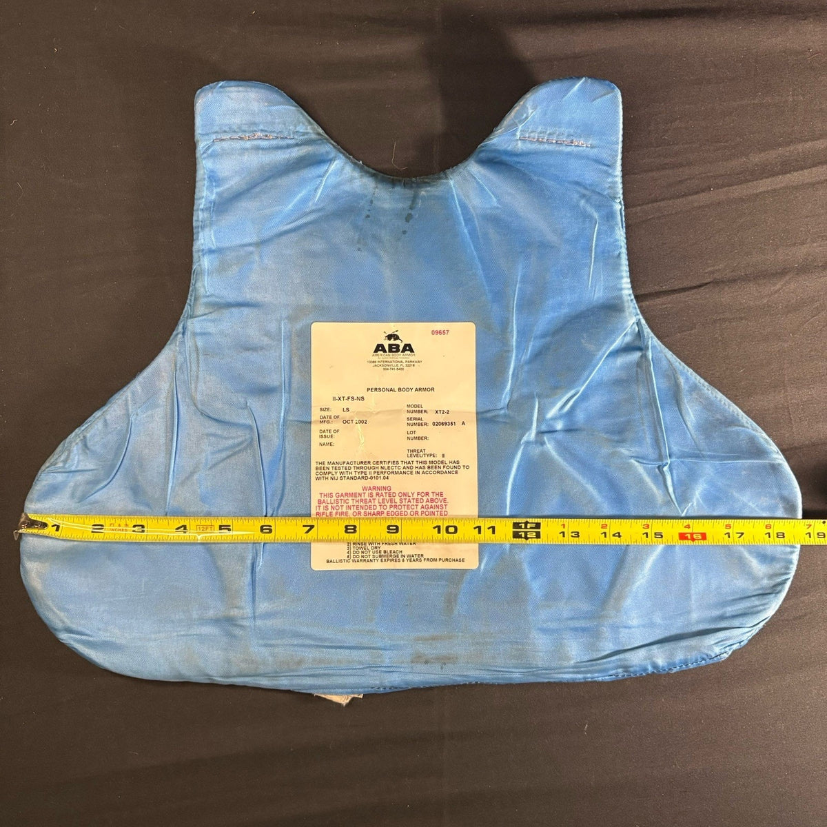 American Body Armor Bullet Proof Vest Level 2 (II) Size Medium (M) Concealable