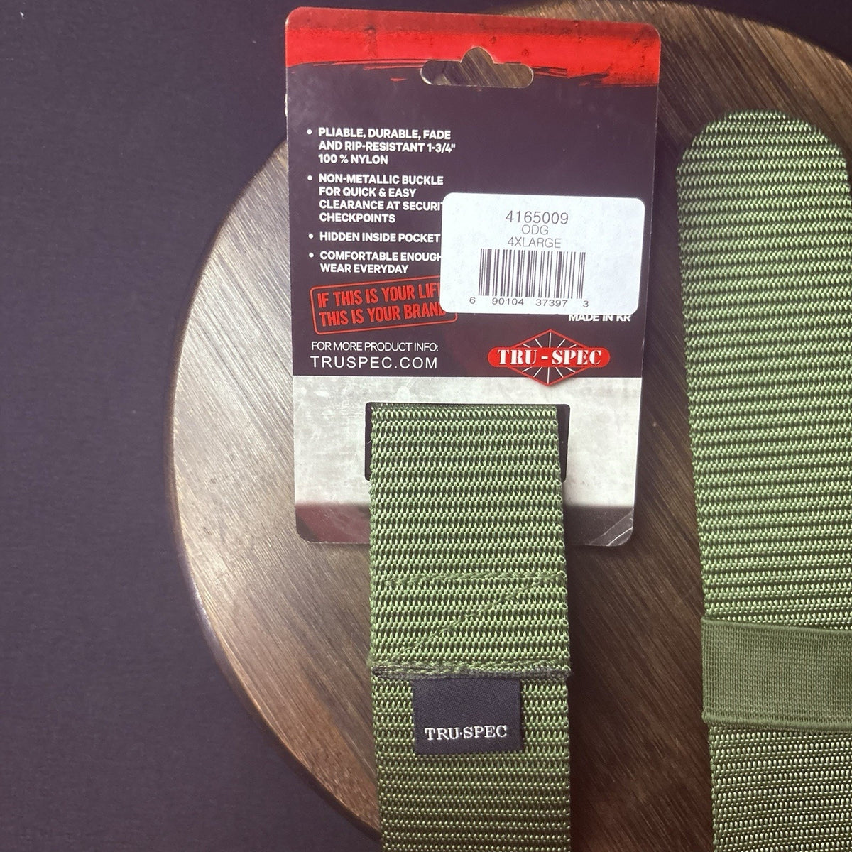 Tru-Spec Tactical Belt Security Friendly Size 4XL Olive Drab Color