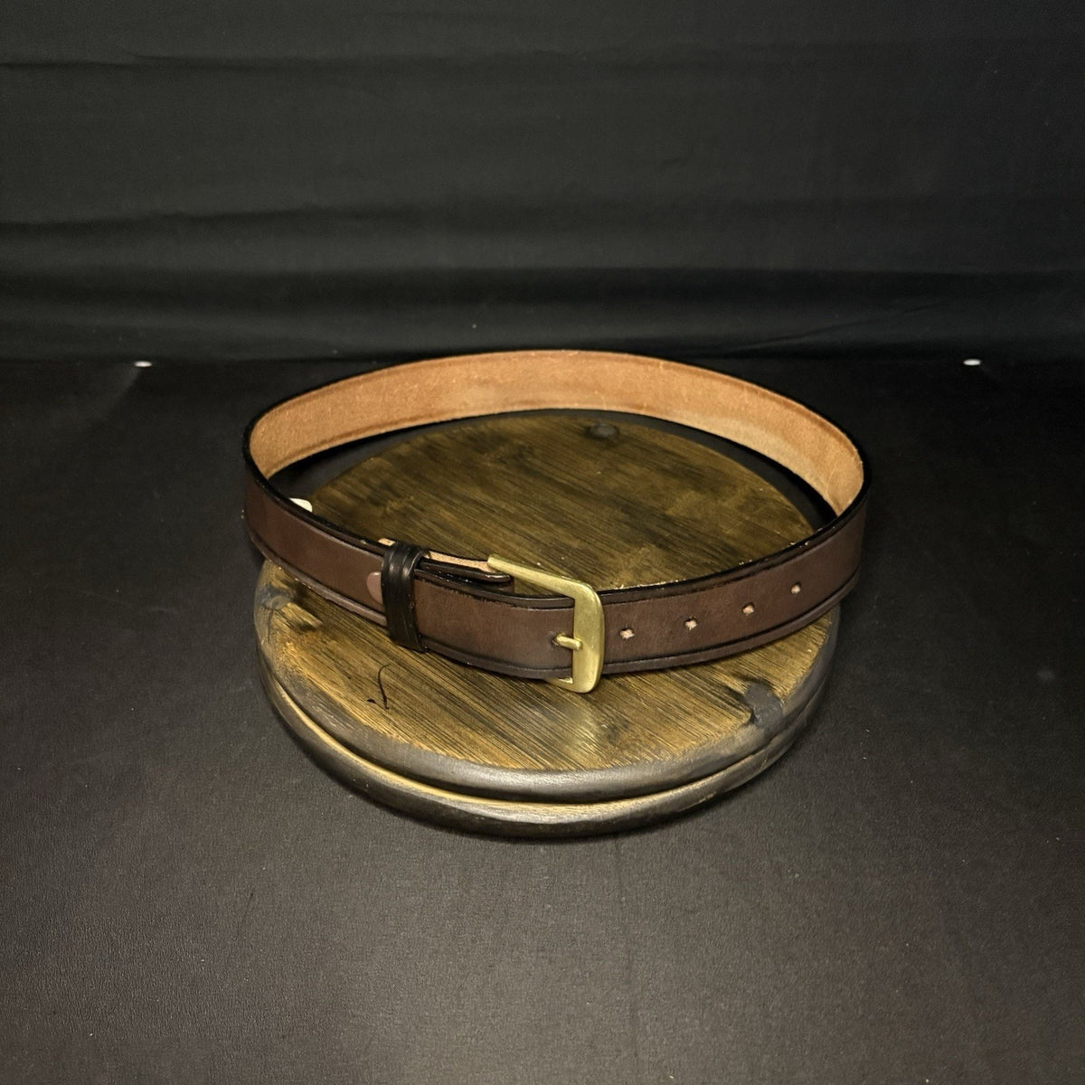 DutyMan Garrison Belt Size 32" Brown Leather Brass Buckle 1.5" Wide 1512U