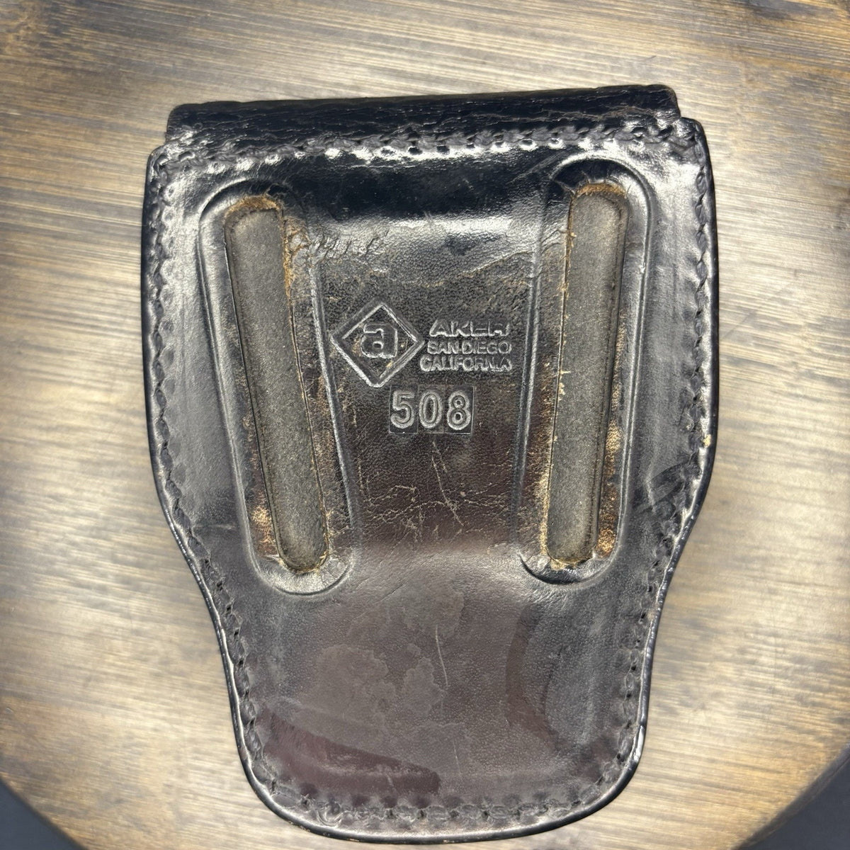 Aker Handcuff Case 508 Basketweave Leather For Hinged And Chain Chrome Snap USA