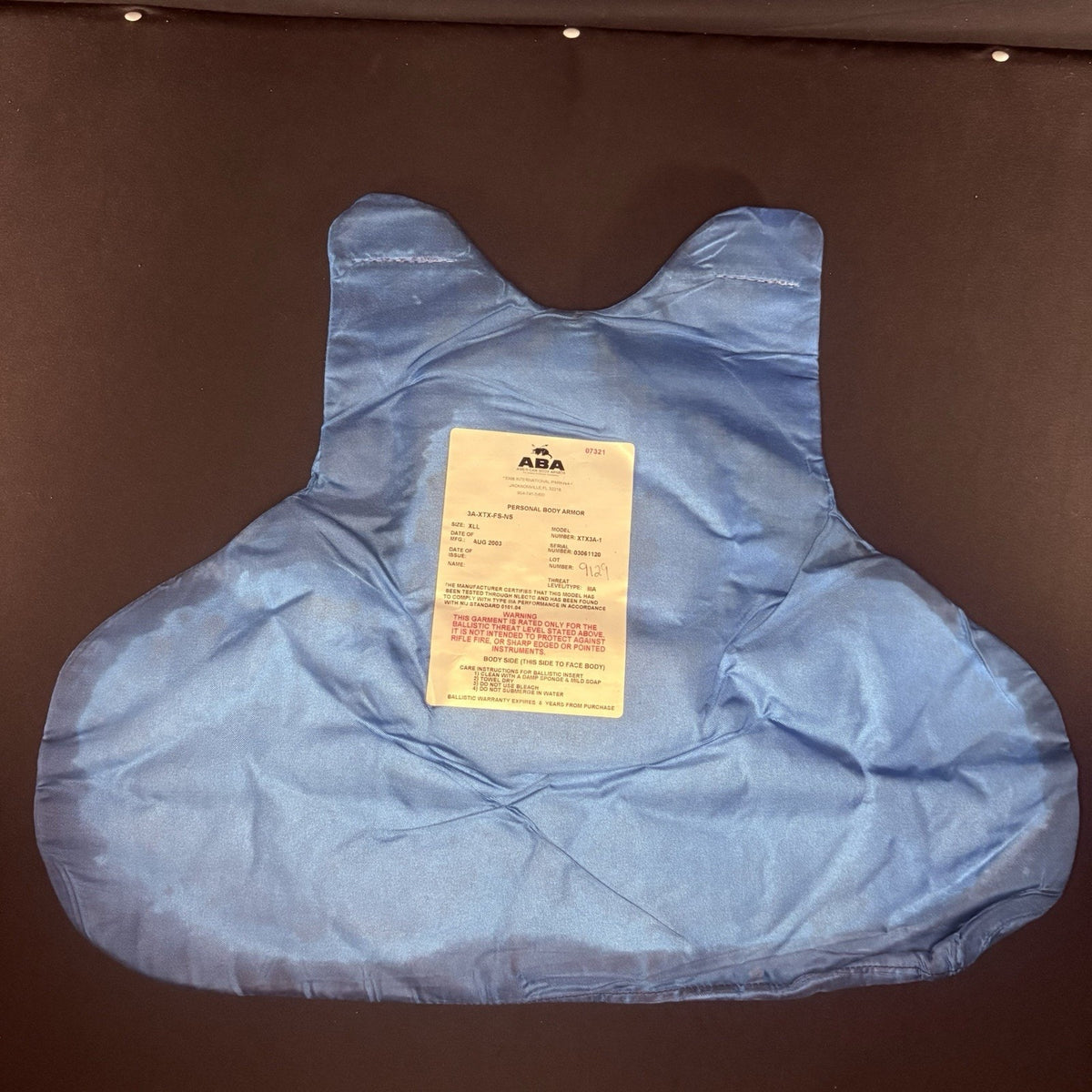 American Body Armor 3A Tactical Carrier Size Large Blue w/Pouches IIIA Ballistic