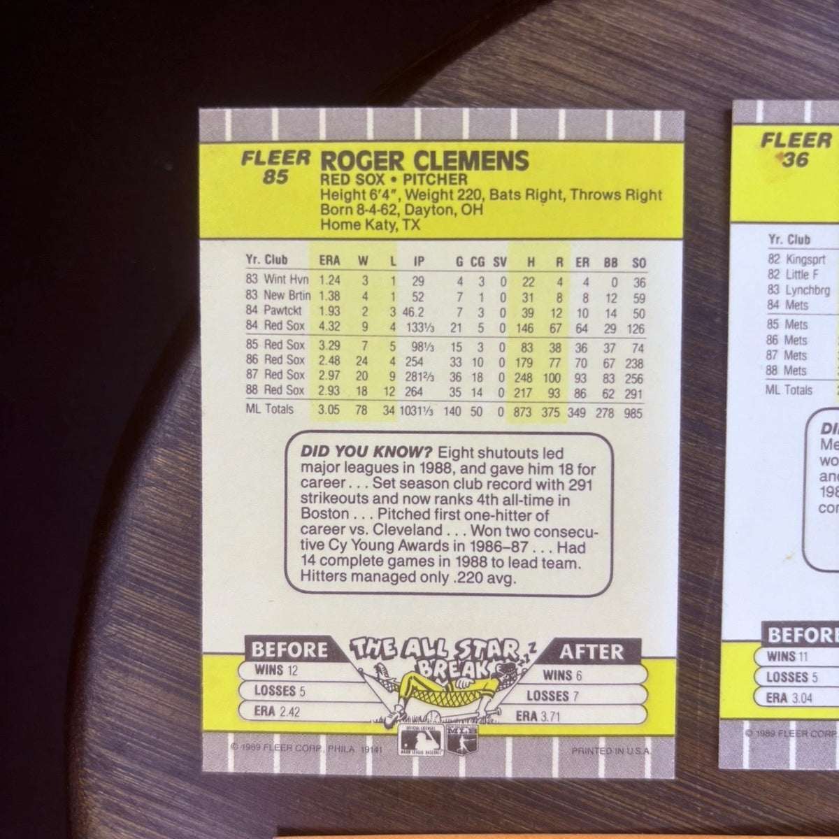 1989 Donruss #547 Fleer #85, #36, #481 High Grade Baseball Card Lot Of (5)