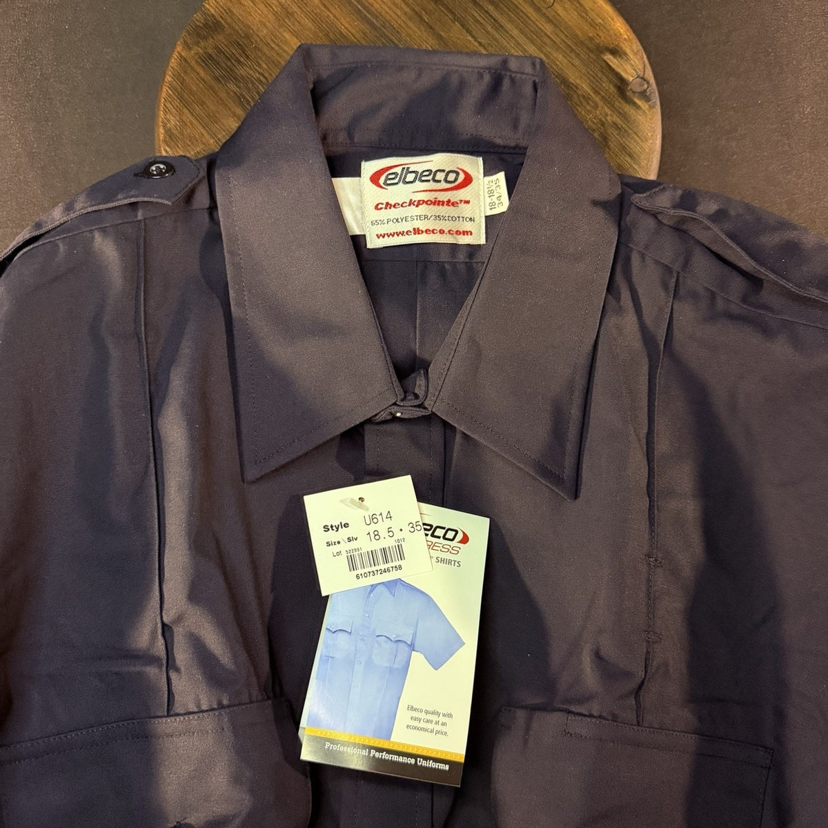 Elbeco Long Sleeve Service Shirt Size 2XL 18.5 Dark Navy Class A Uniform Button