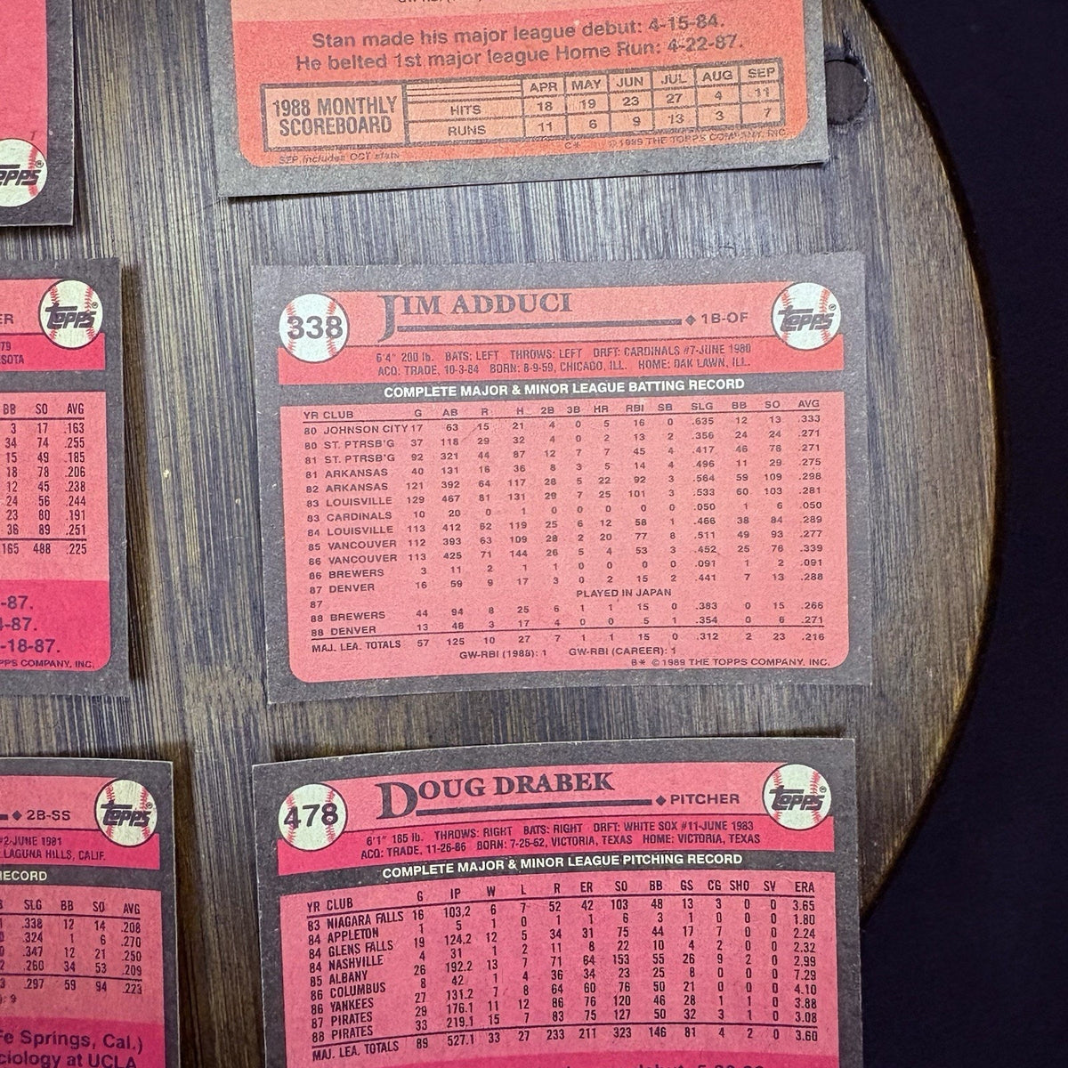 1989 Topps High Grade MLB Card #534, #622, #239, #338, #102, #478, Company Store