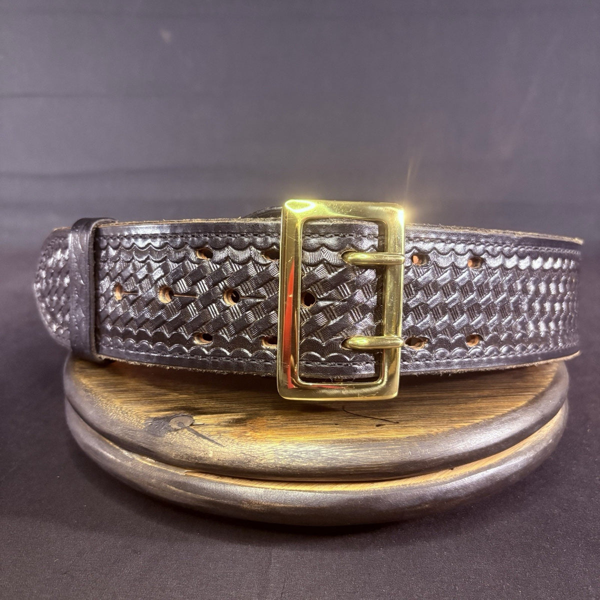 Tex Shoemaker Duty Belt Size 28" BRAND NEW EXTREMELY RARE Basketweave, Brass