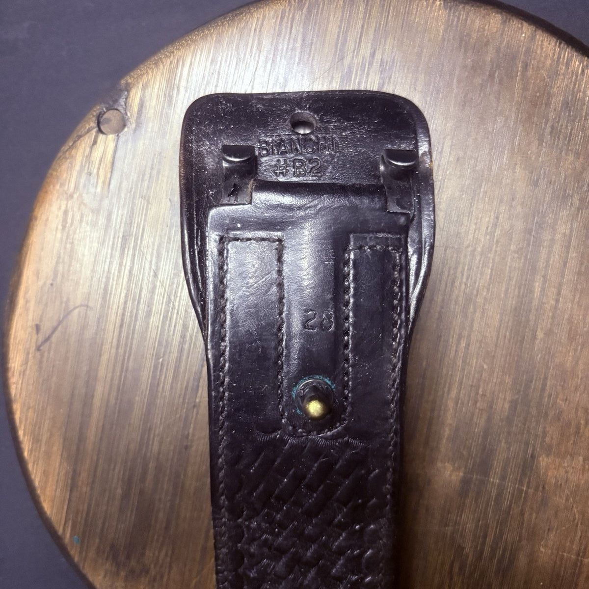 Bianchi Duty Belt Size 28" Waist Black Leather Basketweave, No Buckle