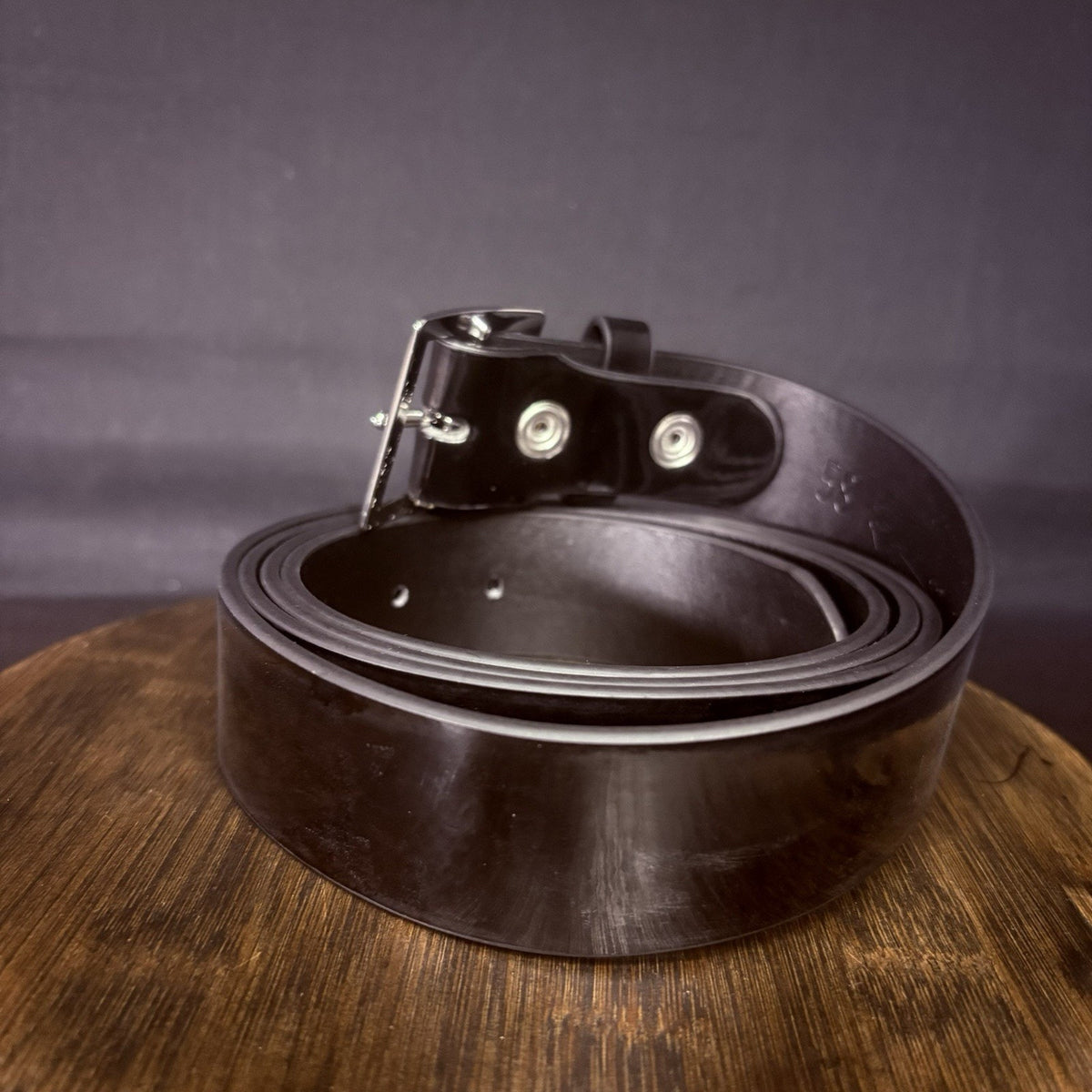 Galls Garrison Belt Size 58" USA Hi-Gloss Black Leather 1.5" Wide Nickel Buckle