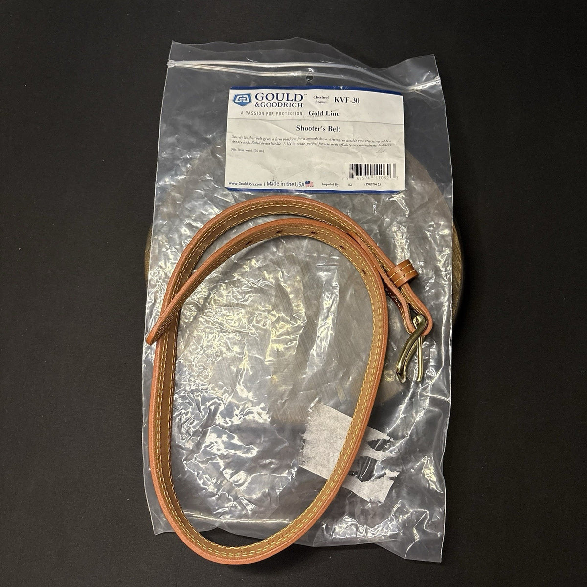 G&G Reinforced Shooter's Belt Size 30" Long 1.50" Wide, Chestnut Brown Gold Line