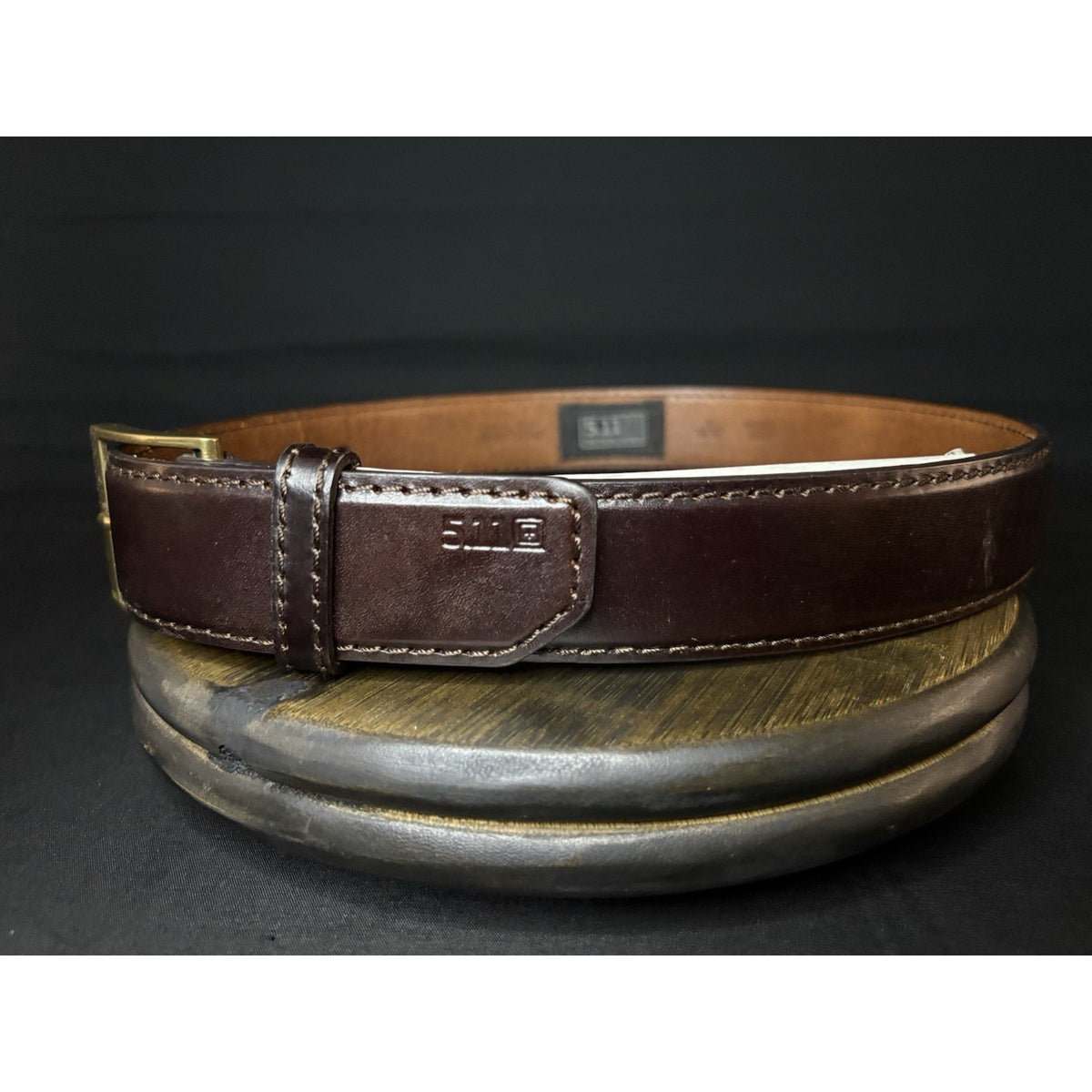 5.11 Tactical Casual Belt Size Small 28”- 30” Brown Leather Brass Buckle 59501