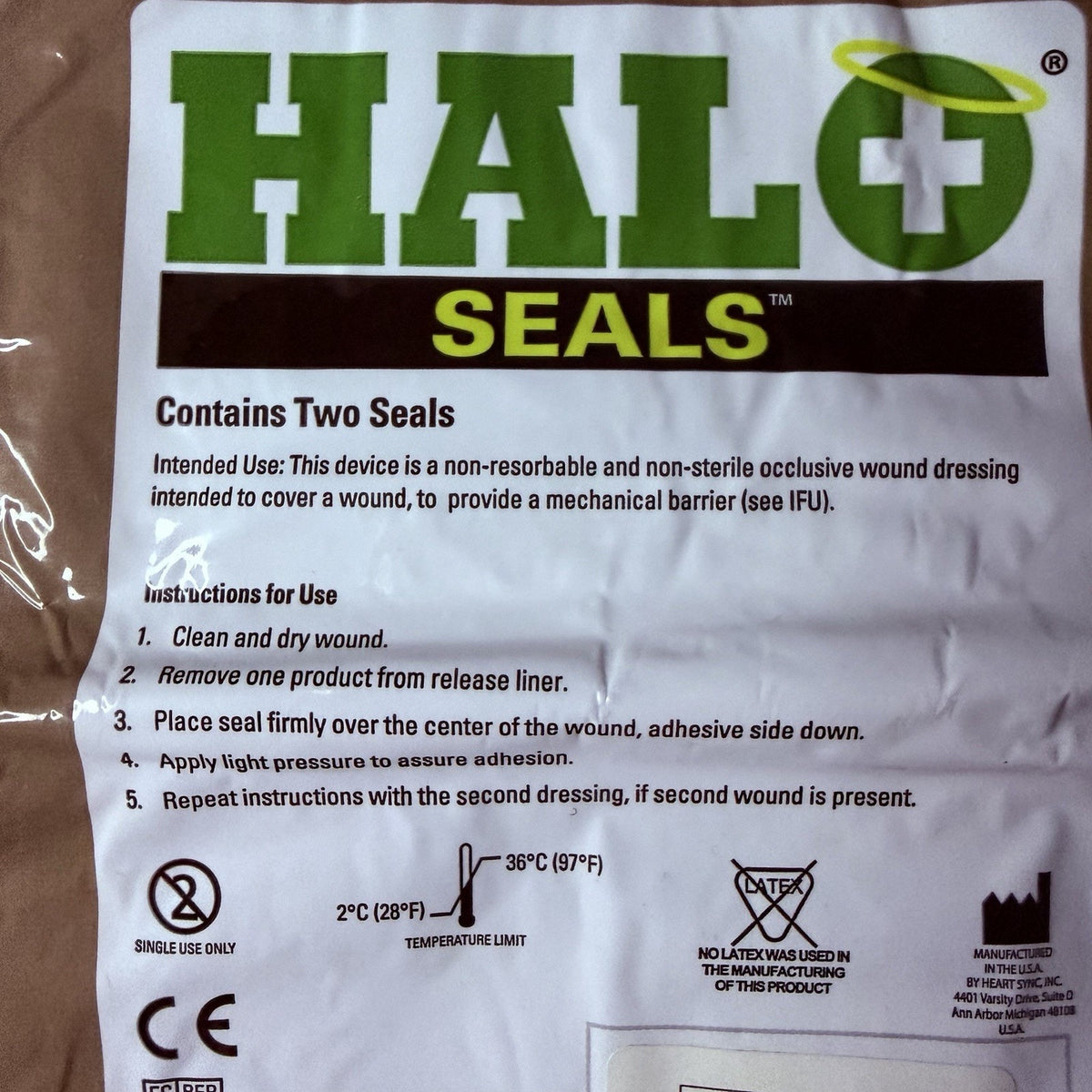 Halo Chest Seals IFAK SWAT EMS EMT ALS TCCC (Two Per Pack) Lot Of Two Packs 2020
