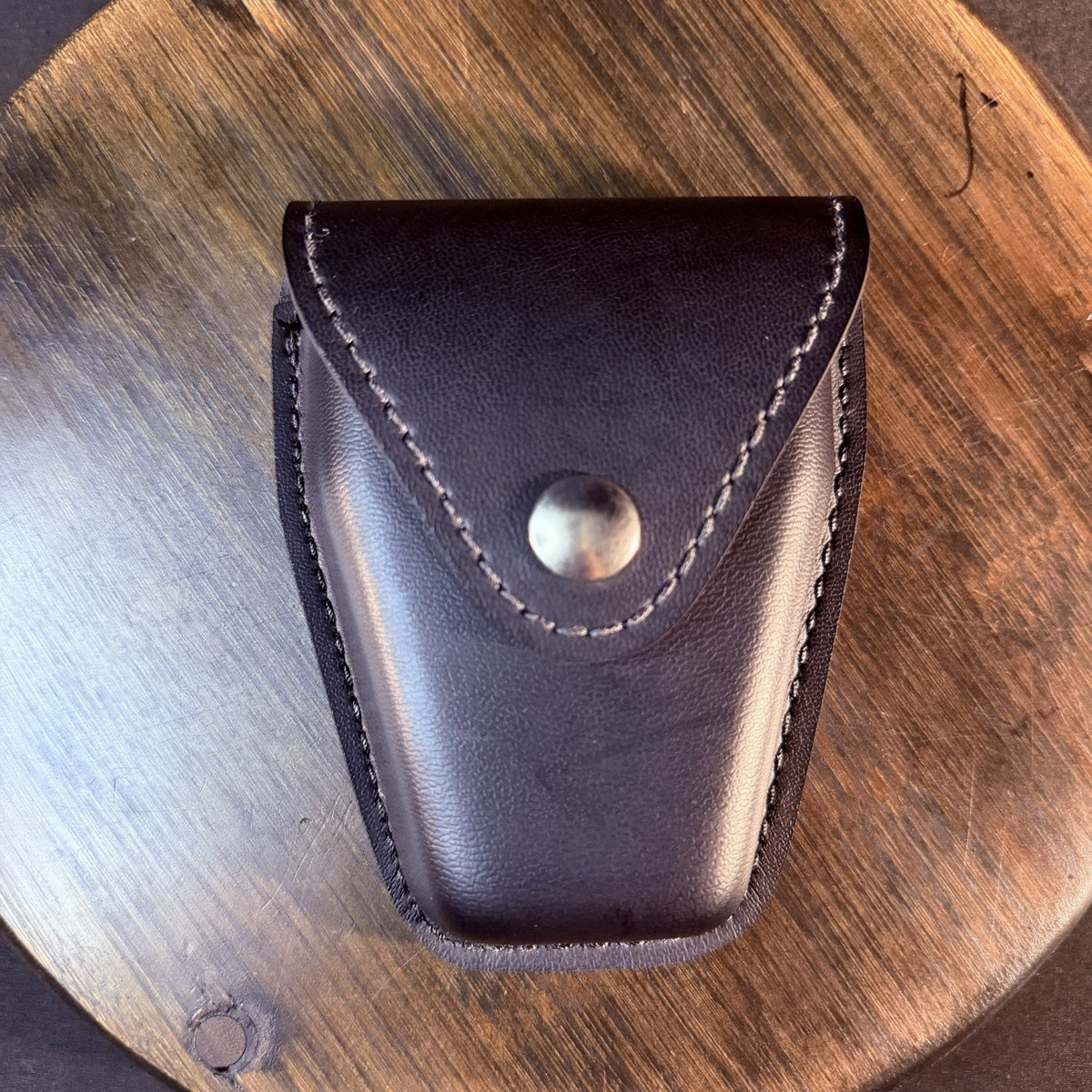 Safariland 190 Handcuff Pouch Plain Black Leather Nickle Snap Duty Belt Case