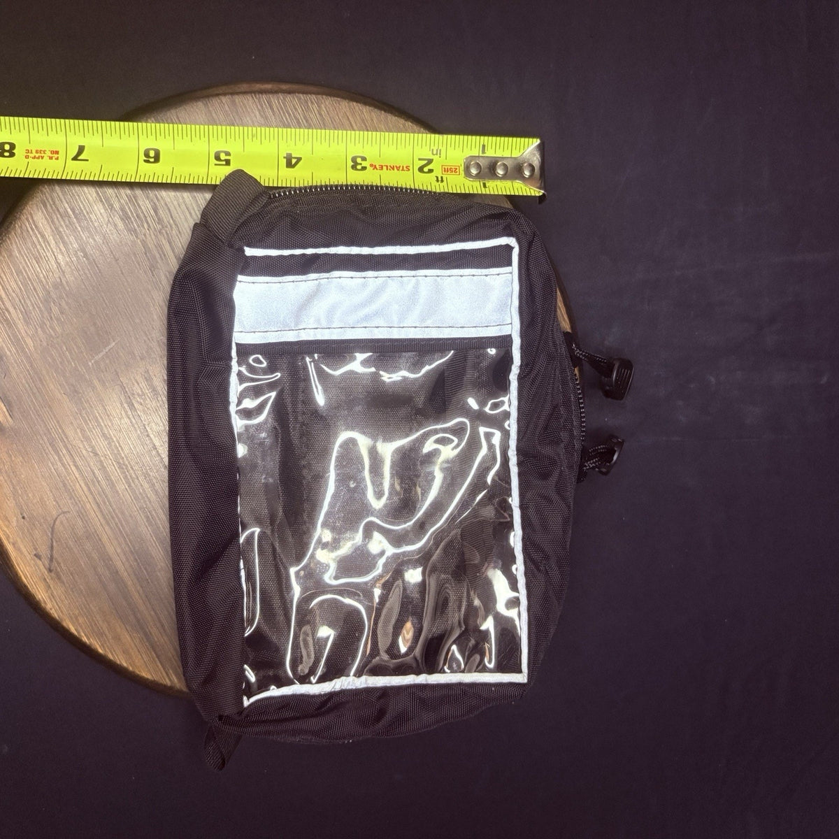 Nylon Pouch 8"x 5" See Through, Reflective Strips, Hook & Loop Attachment