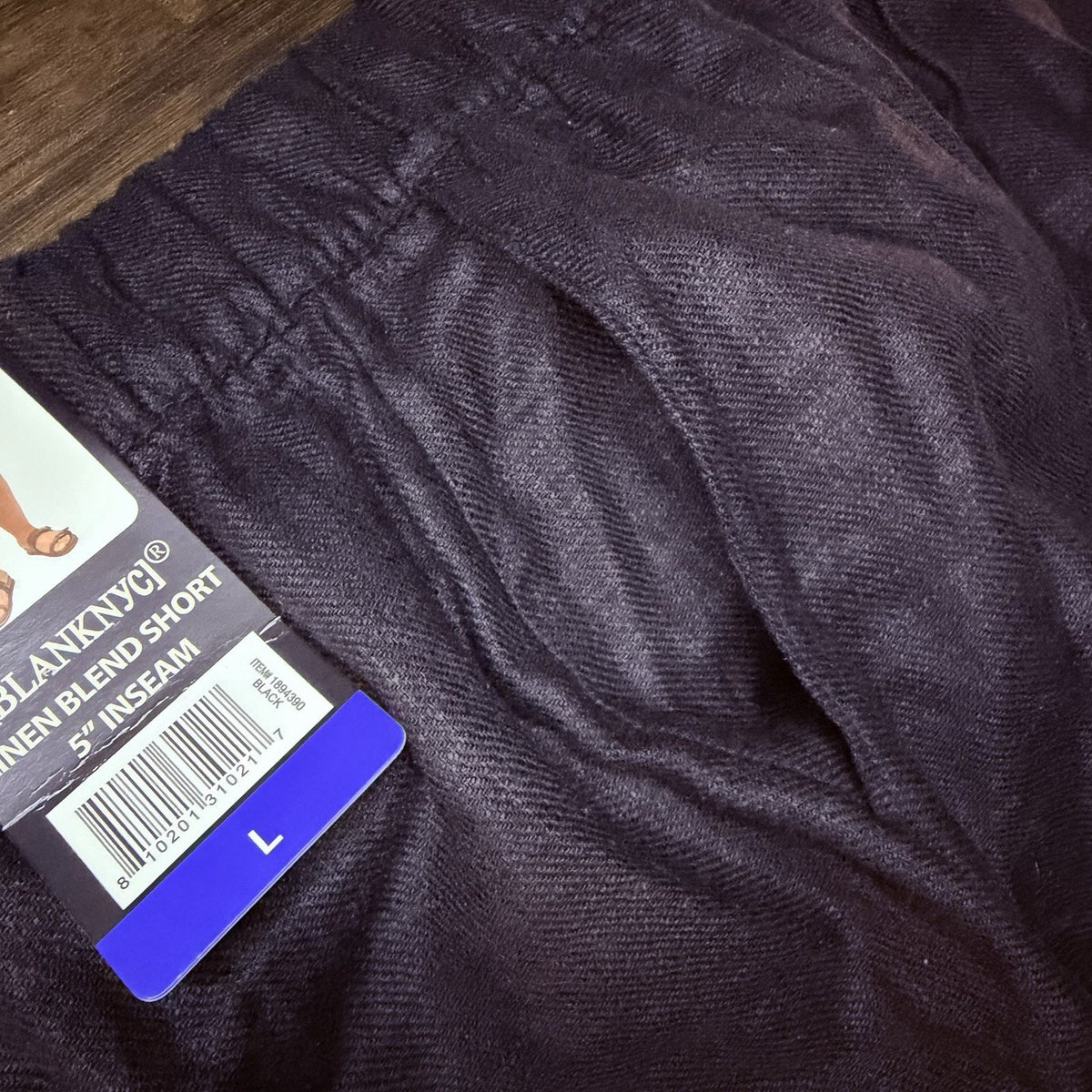 BLANKNYC Linen Blend Black Shorts Size Large High Rise Elastic Waist 5" Inseam