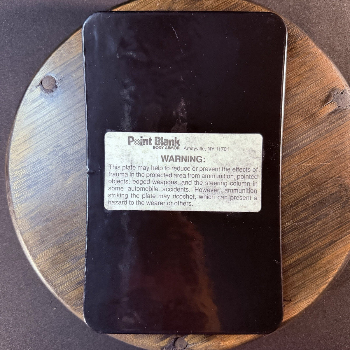 PB Truama Impact Plate 5"x 8" Hard Black Metal Curved Plate