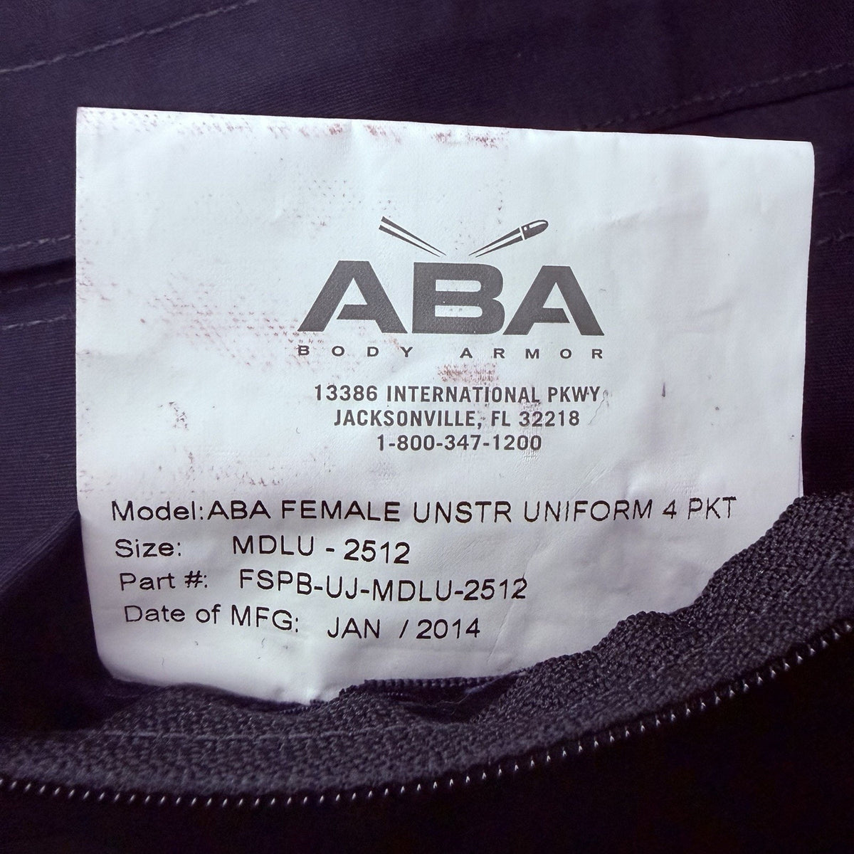 ABA Plate Carrier Vest Size Women's Large Dark Navy Pockets Female Duty Uniform