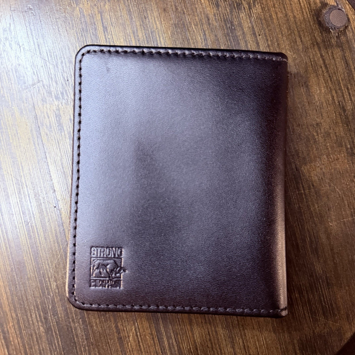 STRONG Badge Bifold Wallet Black Leather With Hidden ID Holder
