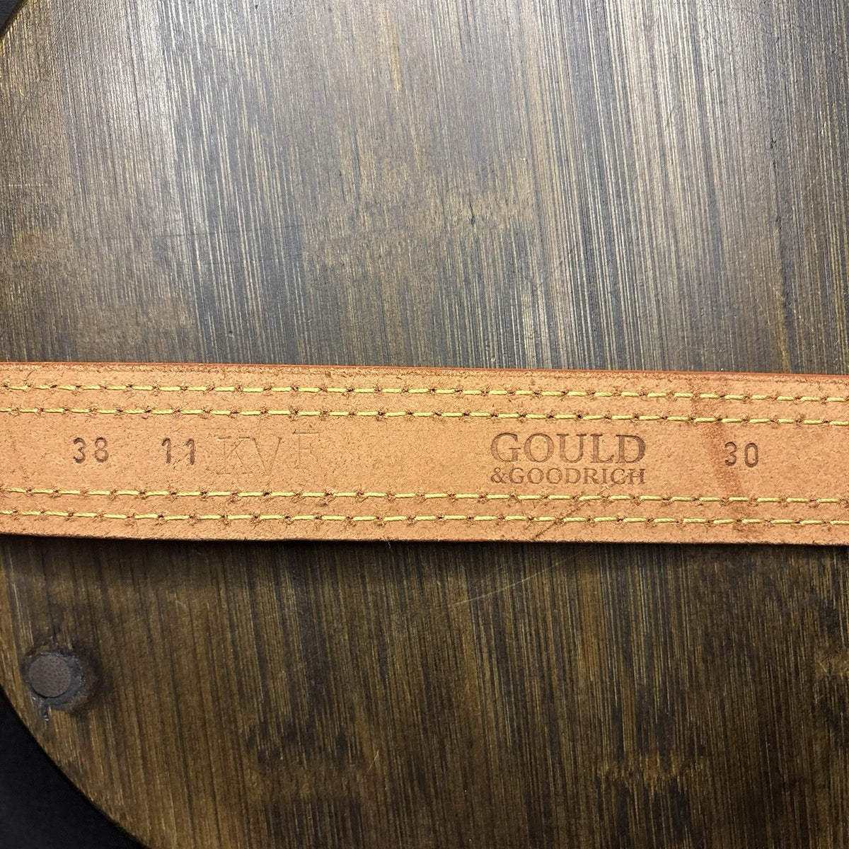 G&G Reinforced Shooter's Belt Size 30" Long 1.50" Wide, Chestnut Brown Gold Line