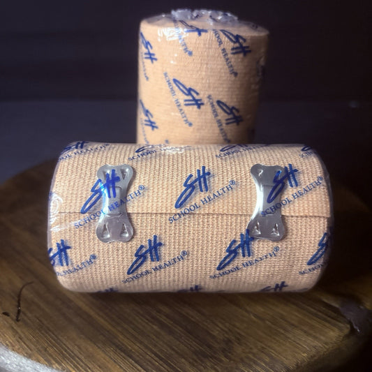 School Health Elastic Bandage Wrap Size 4" with clips Sealed 2 Pack