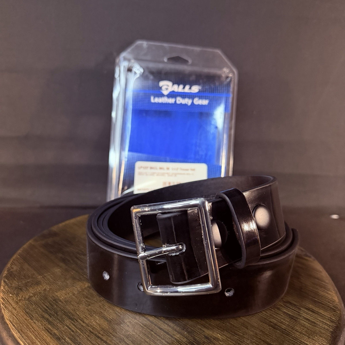 Galls Economy Belt Size 58" Hi-Gloss Black Leather 1.5" Wide Nickel Buckle 1237