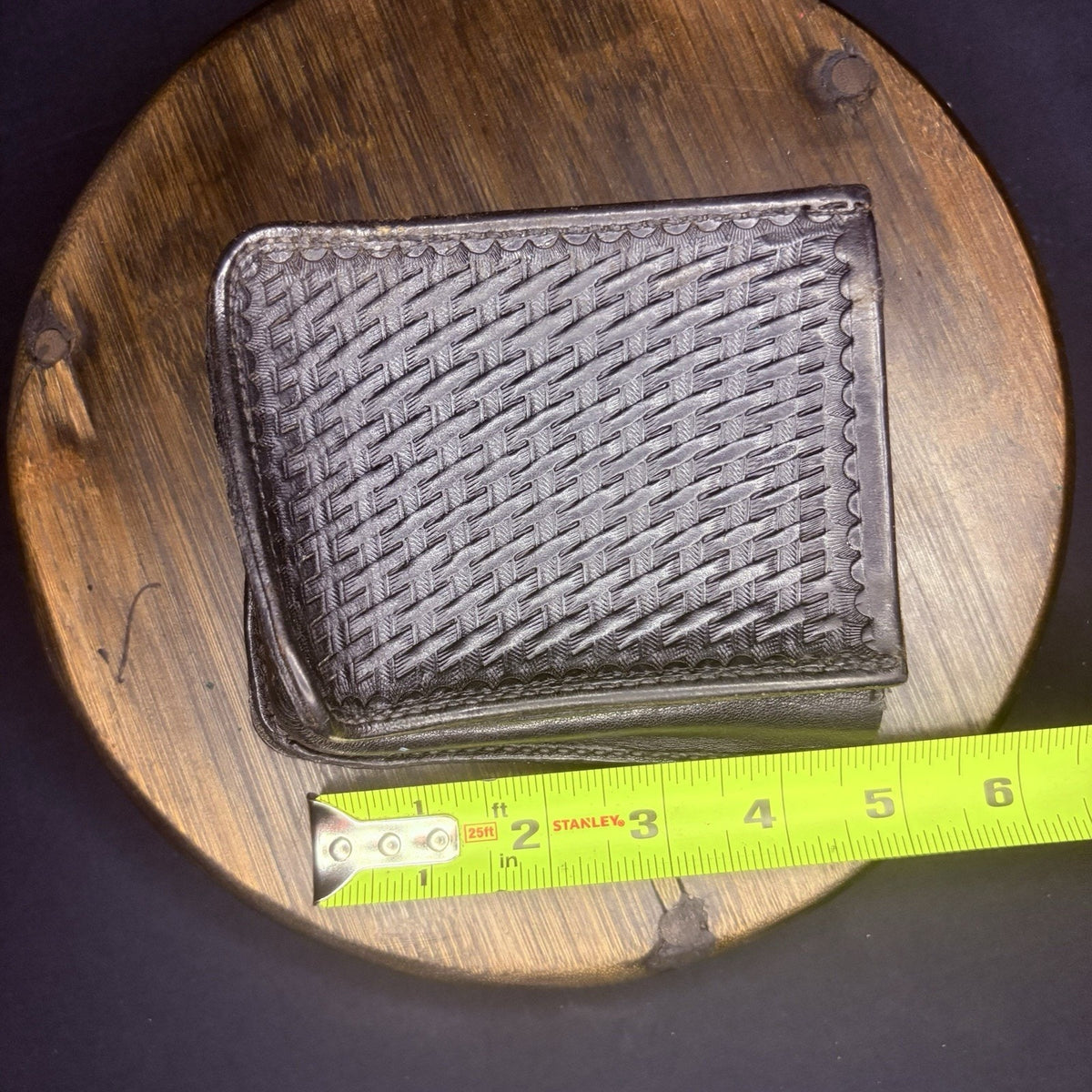 Ballard's Leather Co. Open Top Pouch w/Belt Loop Basket Weave 4"x 5"