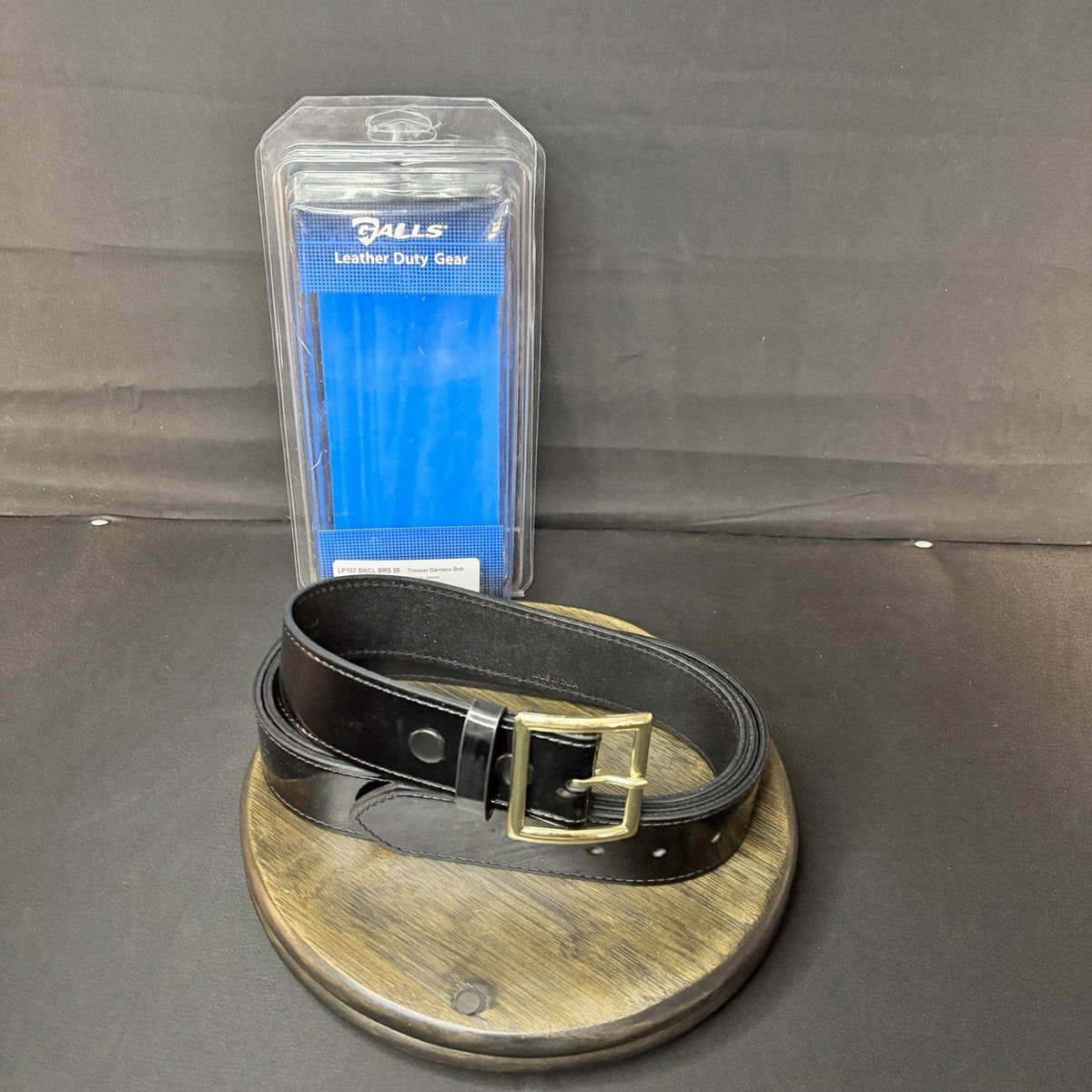 Galls Premium Garrison Belt Size 58" Hi-Gloss Leather 1.75" Brass Buckle LP157