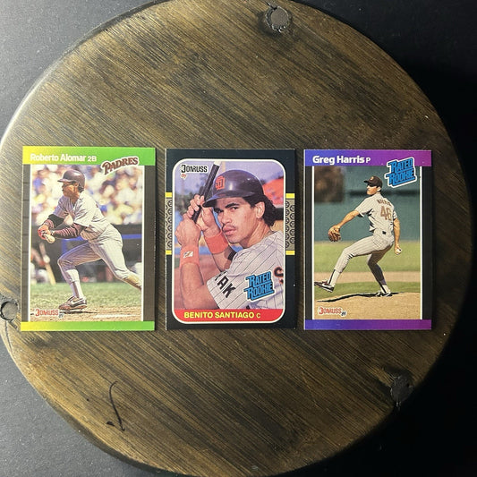 1989 (3) Padres Benito Santiago #31 RC & Greg Harris #34 RC, Roberto Alomar #246