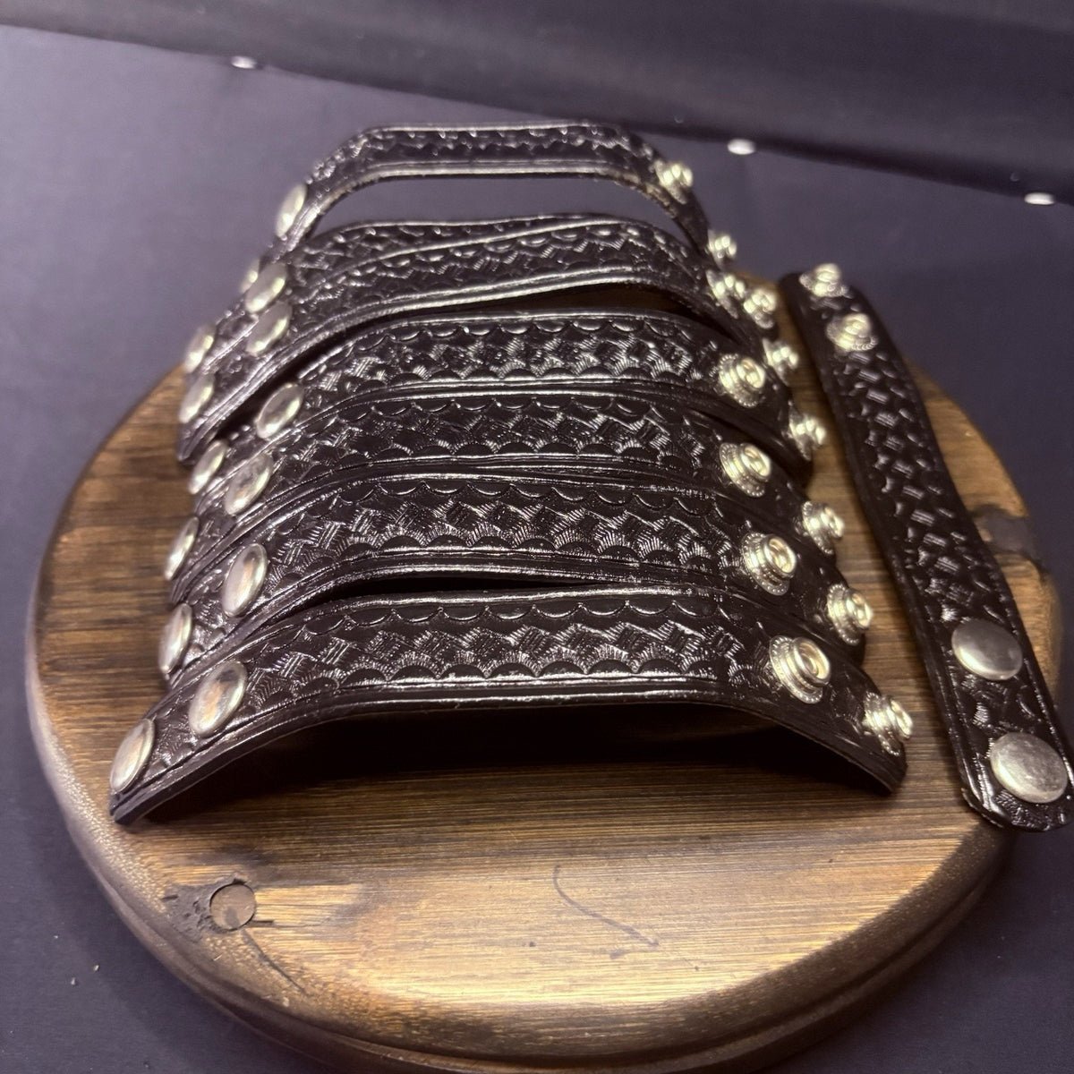 Duty Belt Keeper Basketweave Leather Chrome Double Snap 7.25” (Lot of 8 Keepers)