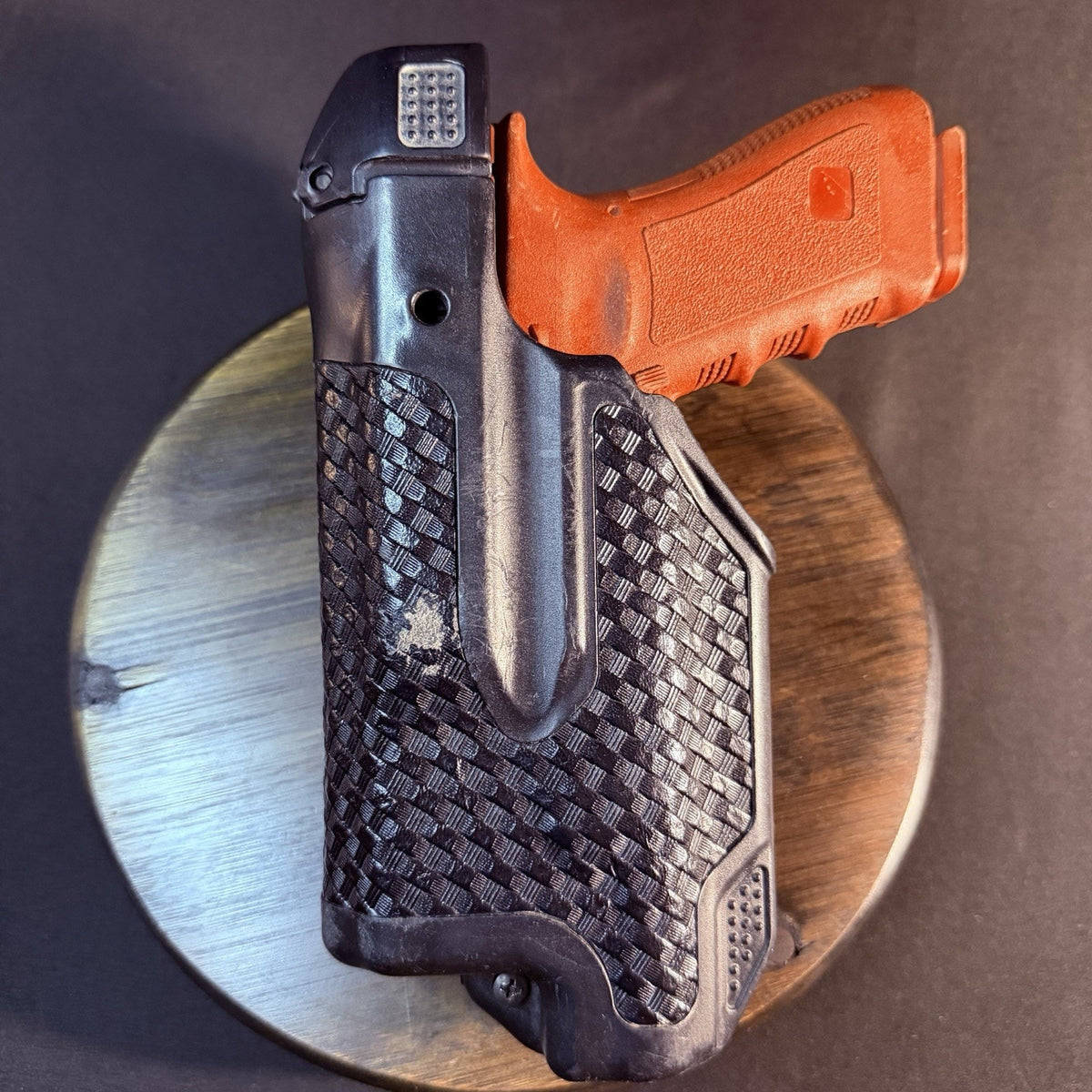 Blackhawk Epoch Duty Holster Size Glock 17/22/31 Basketweave Leather w/ Light RH