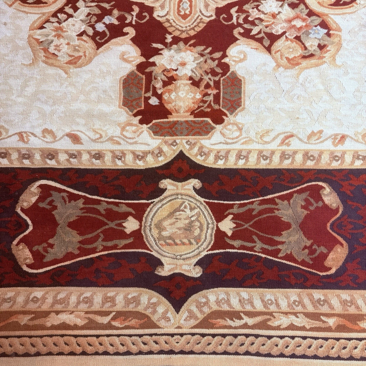 Antique French Tapestry 10x8, 19th Century, Hand Woven Aubusson Dragons
