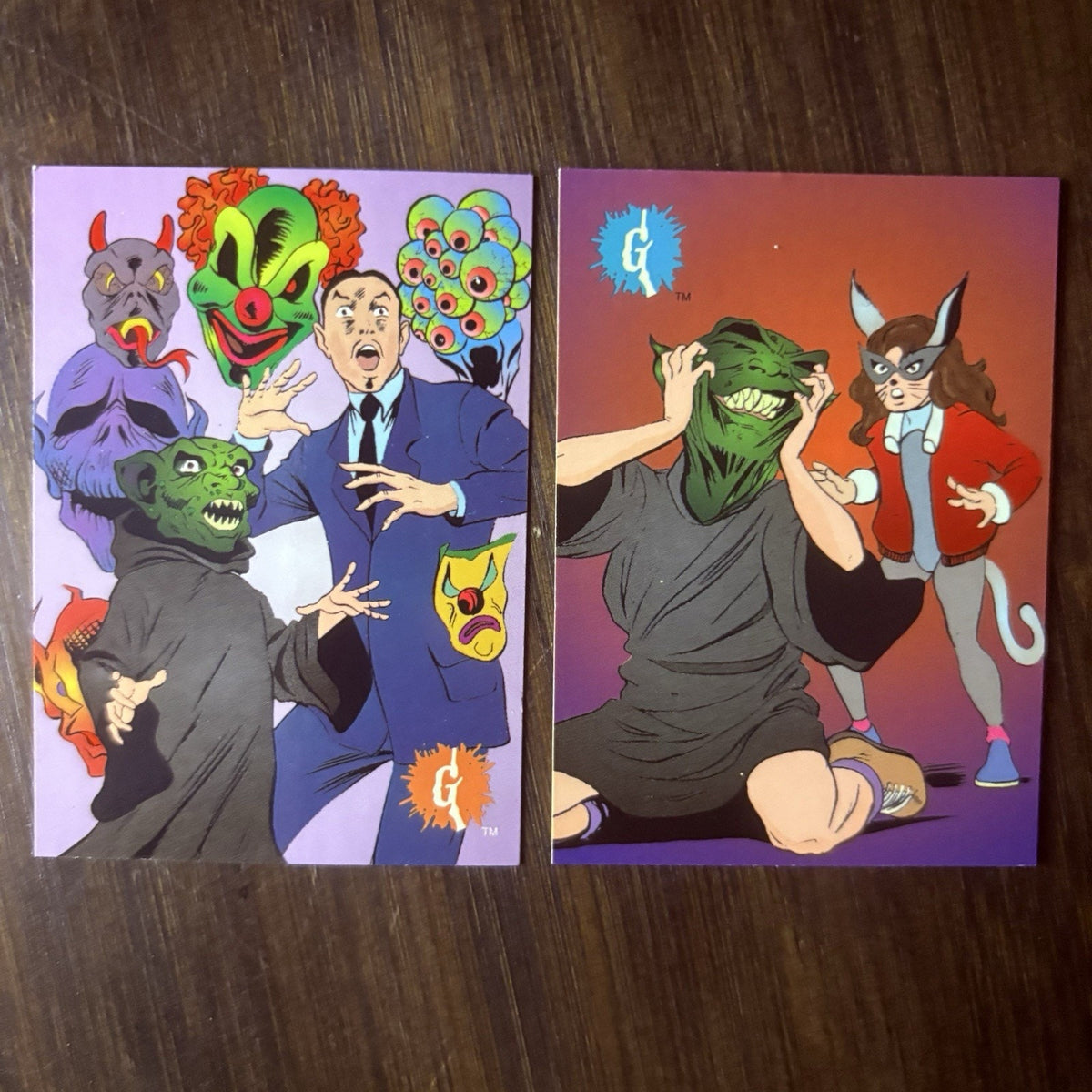 1996 Topps Goosebumps Lot Of (2) "The Mask" Trading Cards All High Grade