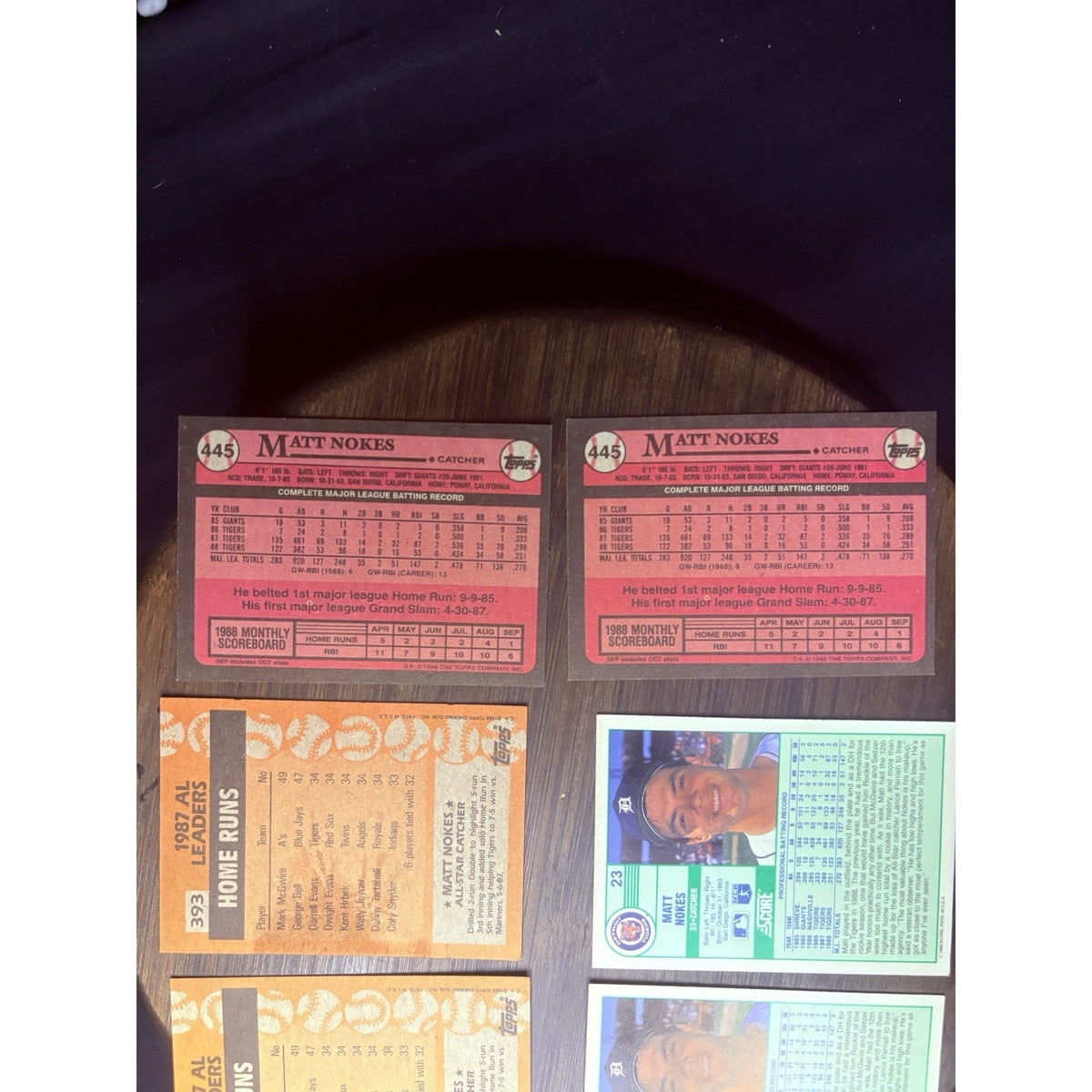 Matt Nokes (Lot of 6) Baseball Cards Detroit Tigers MLB