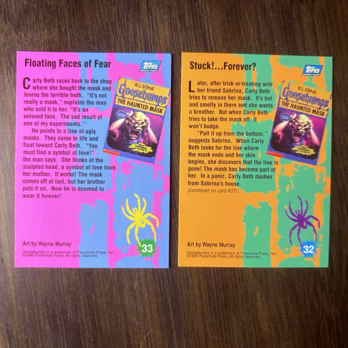 1996 Topps Goosebumps Lot Of (2) "The Mask" Trading Cards All High Grade