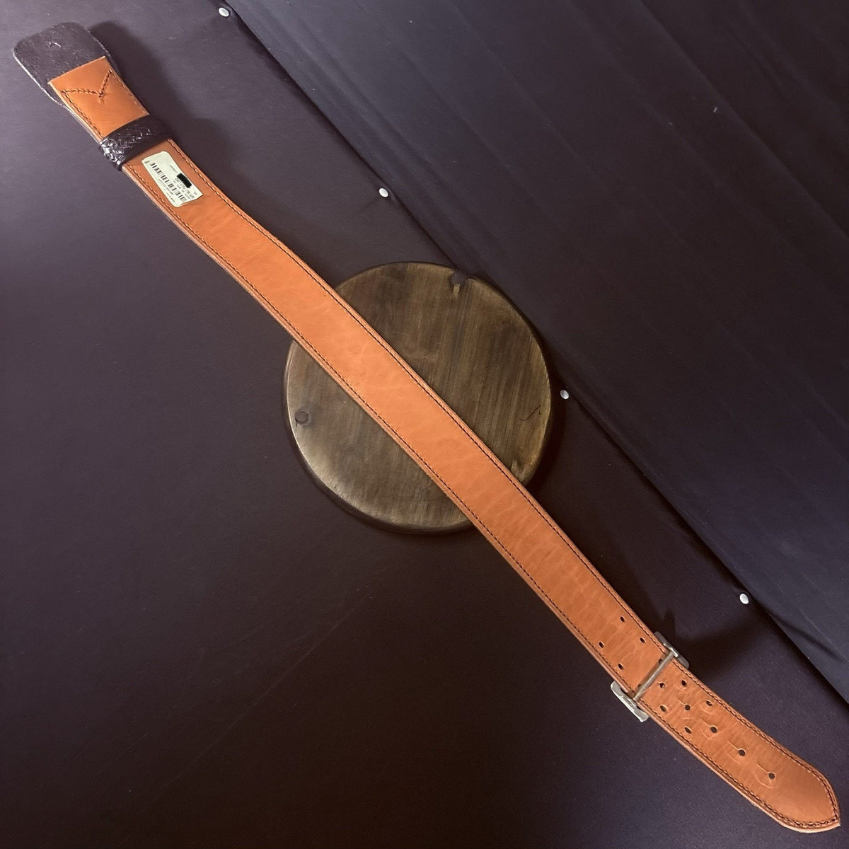 Tex Shoemaker Duty Belt Size 28" Basketweave Leather 2.25" Wide, Nickel Buckle