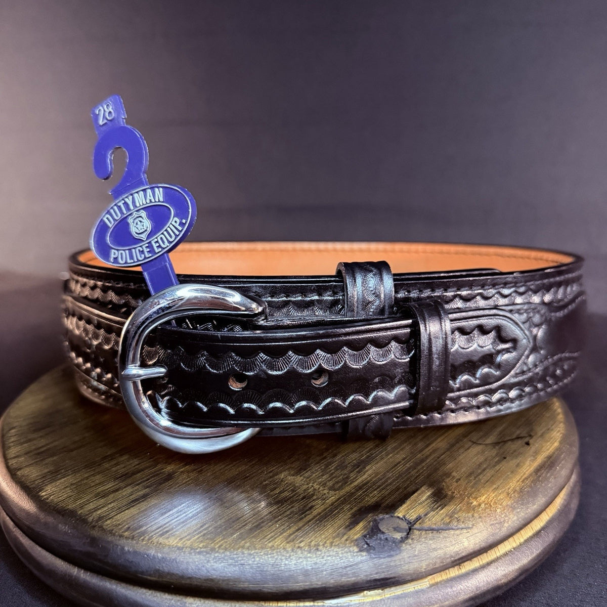 Dutyman River Belt Size 30" Basketweave 2.25" Black Leather Nickle Buckle 1121