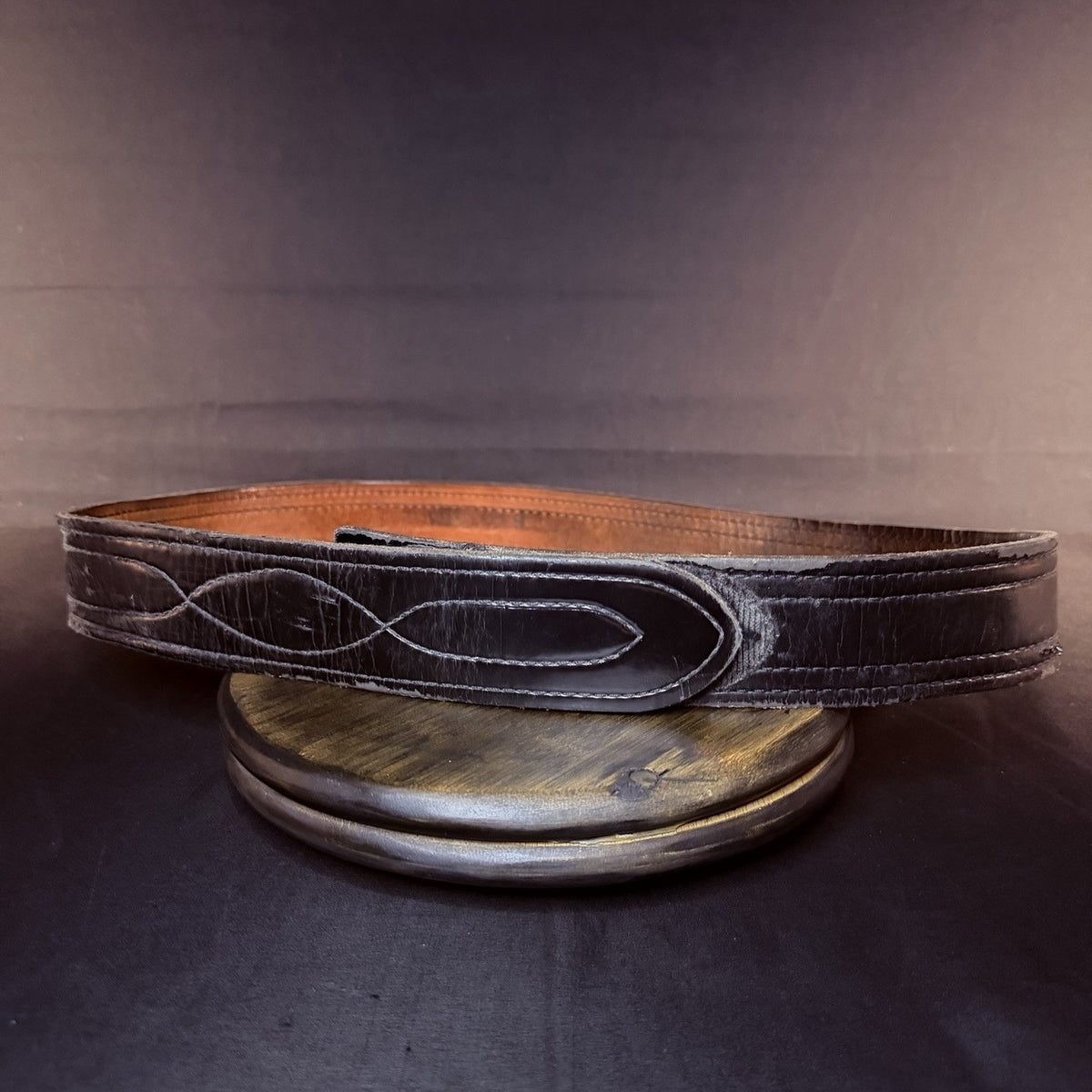 Duty Belt Black Plain Leather Size 48" Hook And Loop Closure 2.25" Wide