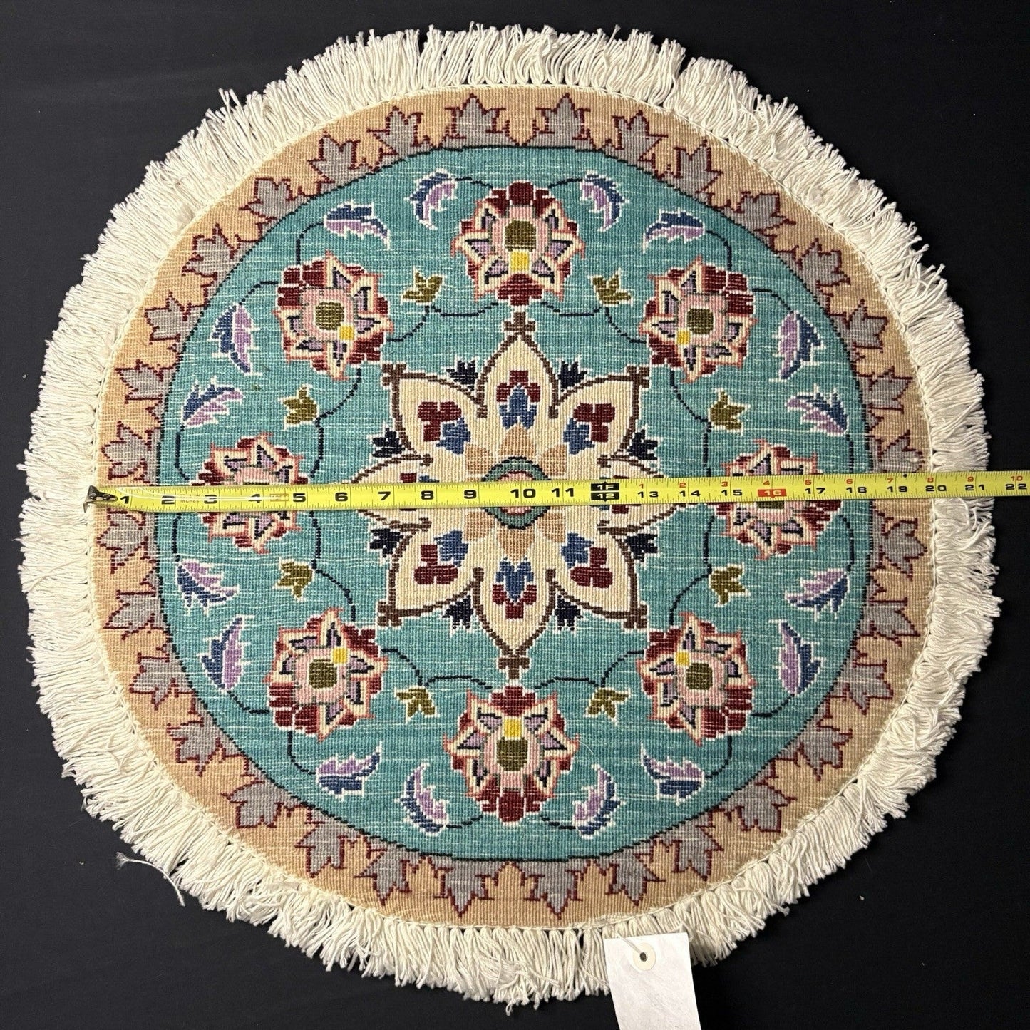 Persian Nain Round Medallion Rug Hand Knotted Size 20”x20” Or 50cm Blue Rug