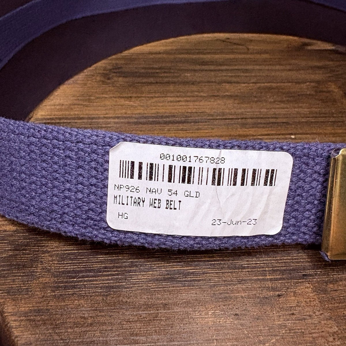Military Web Belt Size 54" Gold Buckle Blue Nylon