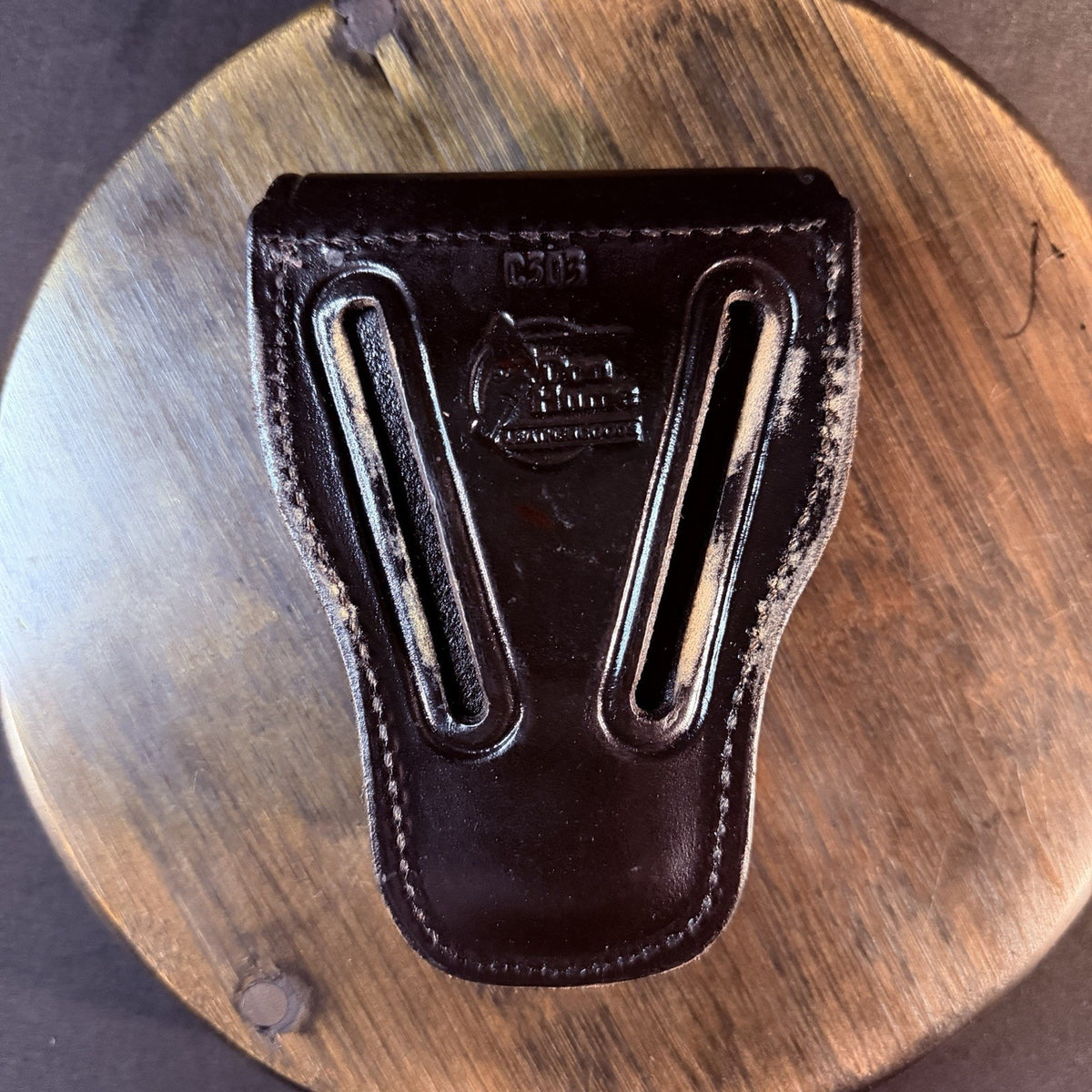 Don Hume Handcuff Case Brass Snap Plain Black Leather Model C303
