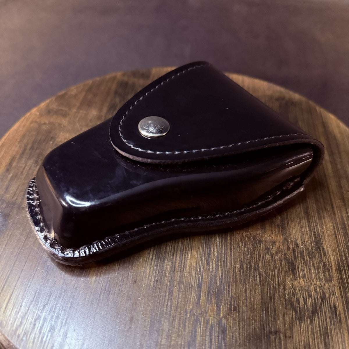 Gould & Goodrich Handuff Case Black High Gloss Leather Nickle Snap C303